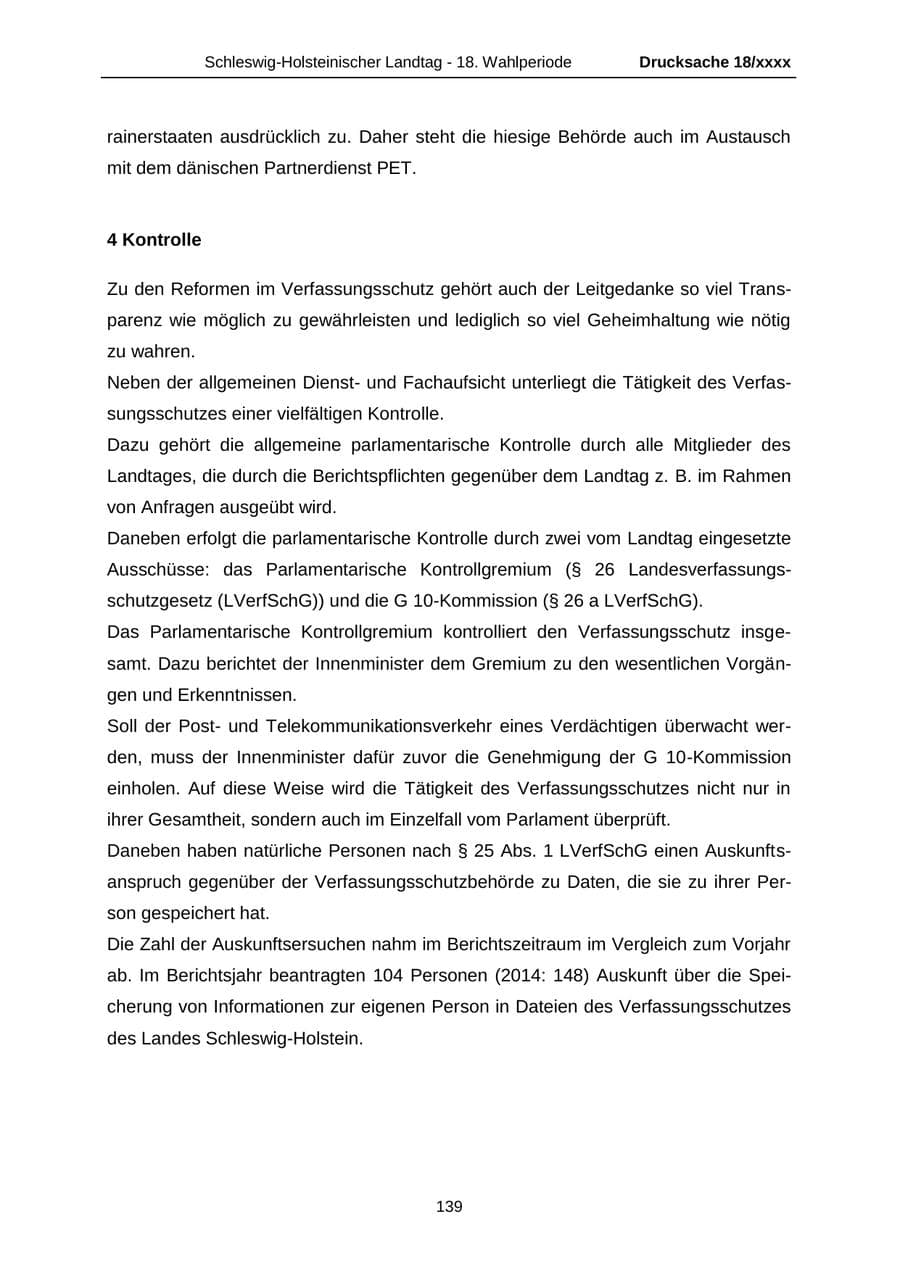 Seite 139 des Verfassungsschutzbericht 2015 Schleswig-Holstein