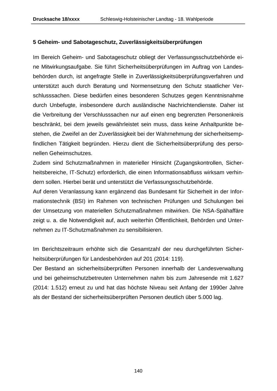 Seite 140 des Verfassungsschutzbericht 2015 Schleswig-Holstein