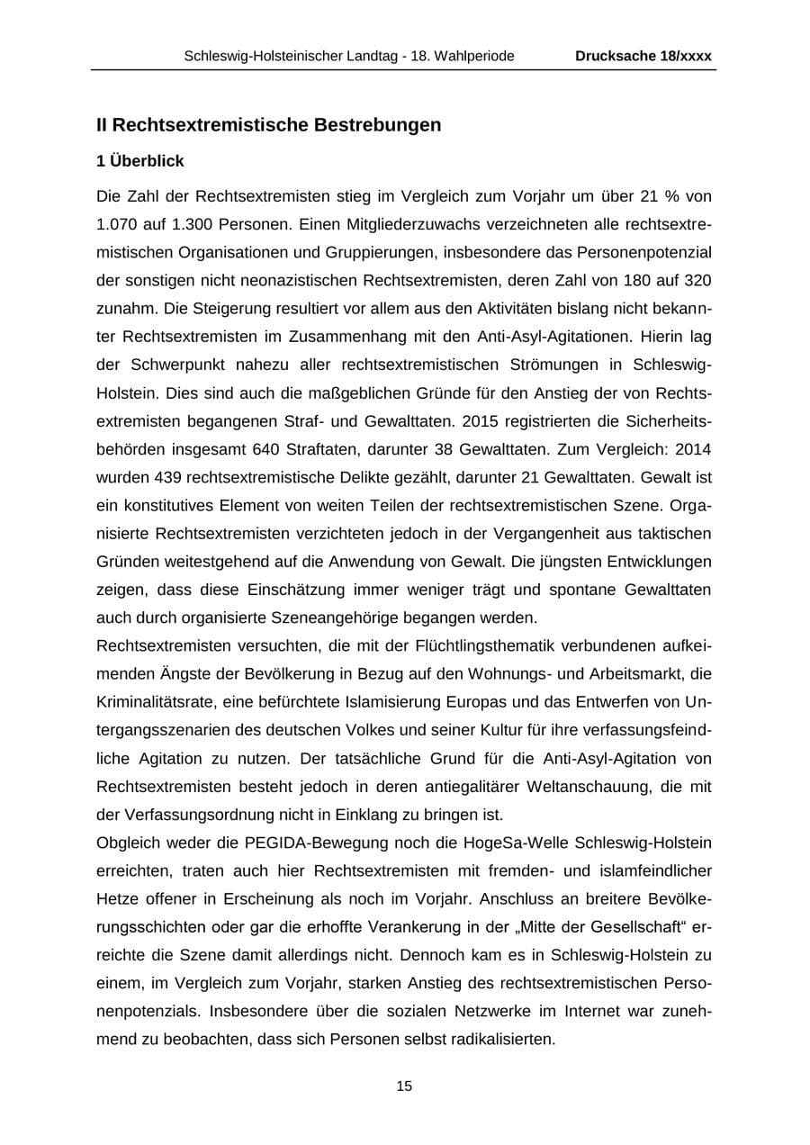 Seite 15 des Verfassungsschutzbericht 2015 Schleswig-Holstein