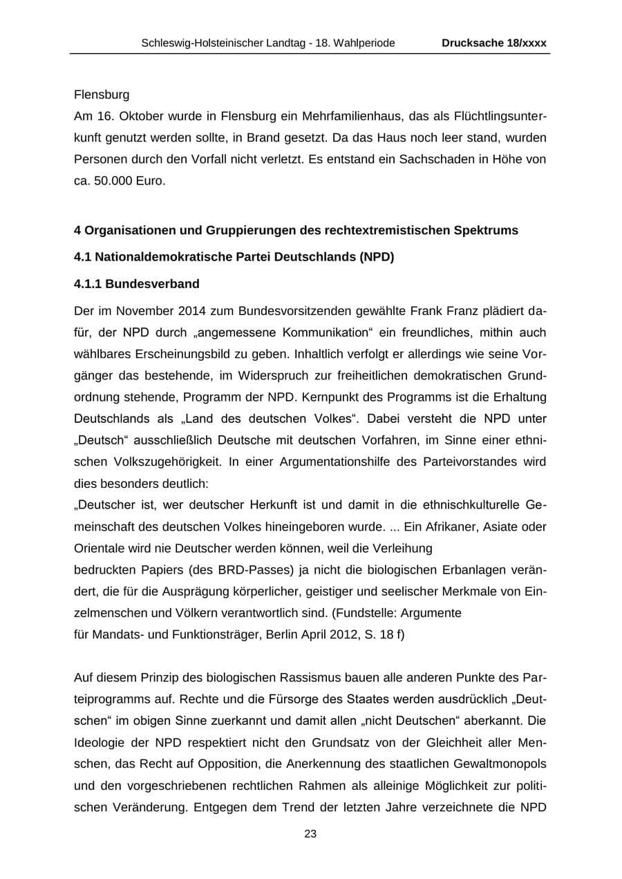 Seite 23 des Verfassungsschutzbericht 2015 Schleswig-Holstein