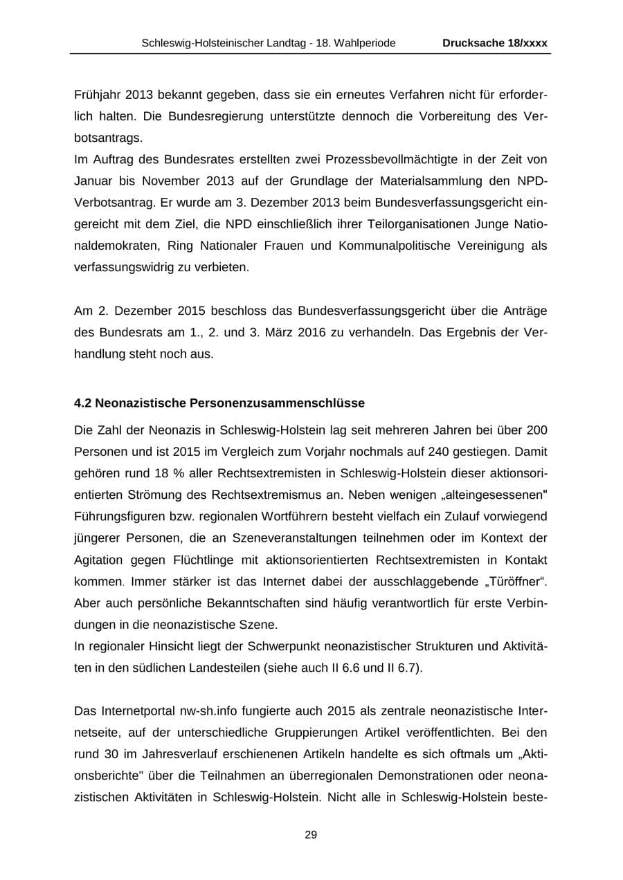 Seite 29 des Verfassungsschutzbericht 2015 Schleswig-Holstein
