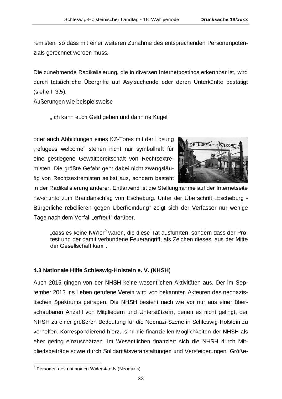 Seite 33 des Verfassungsschutzbericht 2015 Schleswig-Holstein