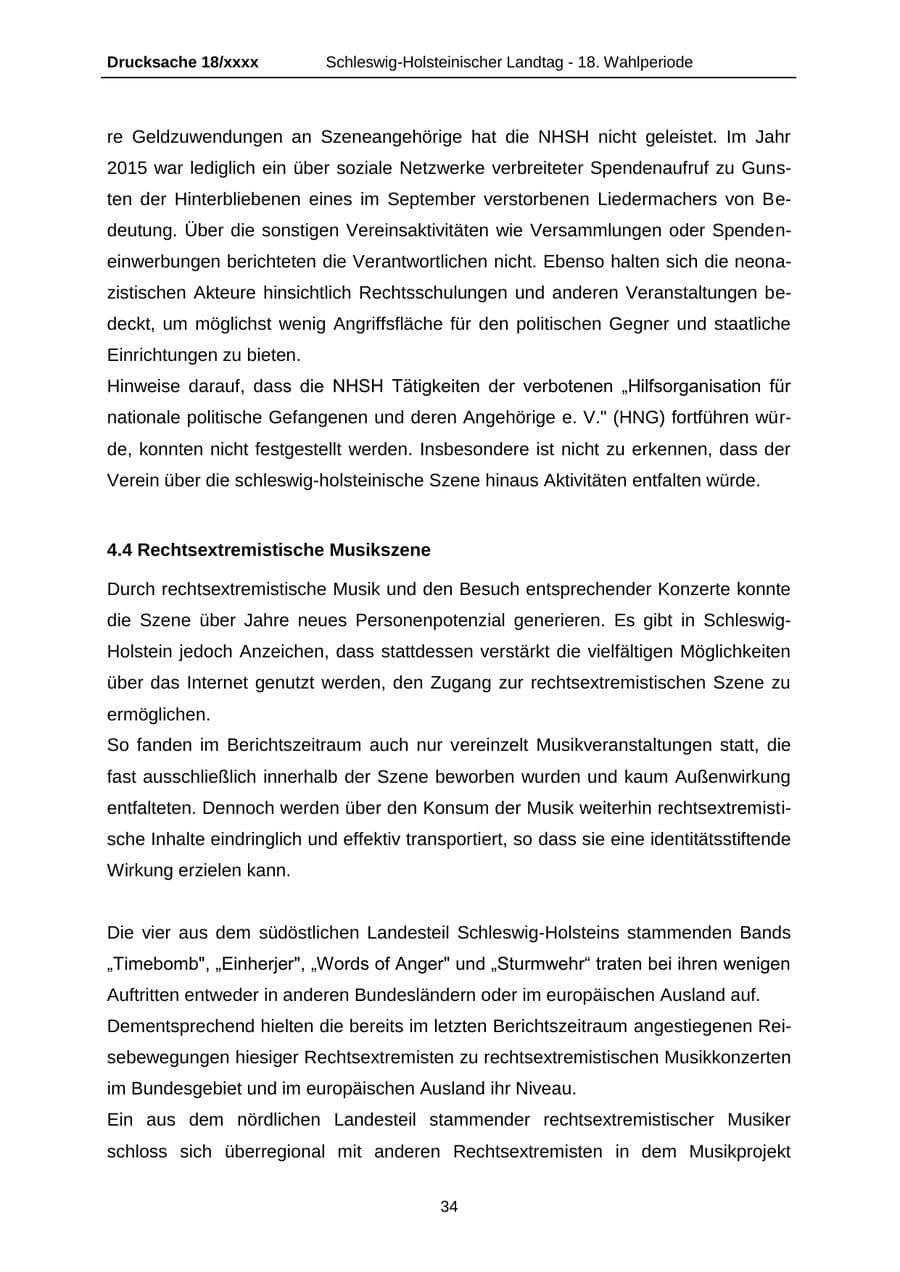 Seite 34 des Verfassungsschutzbericht 2015 Schleswig-Holstein