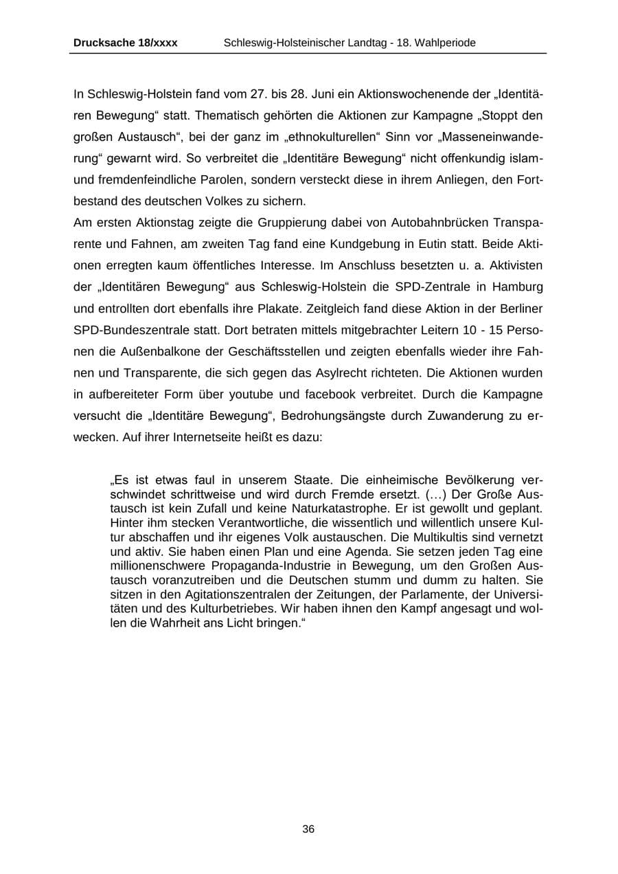 Seite 36 des Verfassungsschutzbericht 2015 Schleswig-Holstein