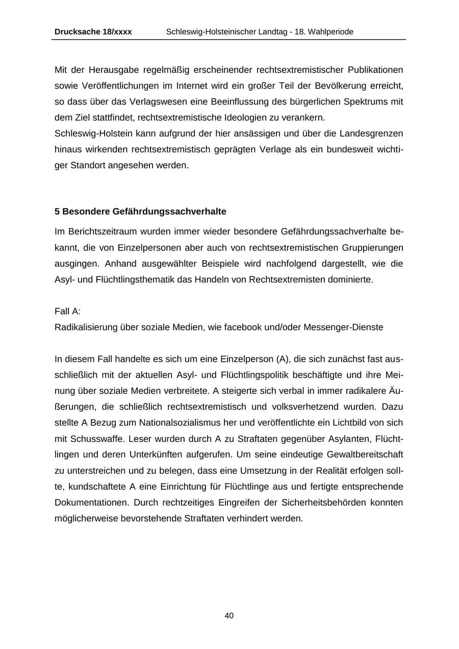 Seite 40 des Verfassungsschutzbericht 2015 Schleswig-Holstein