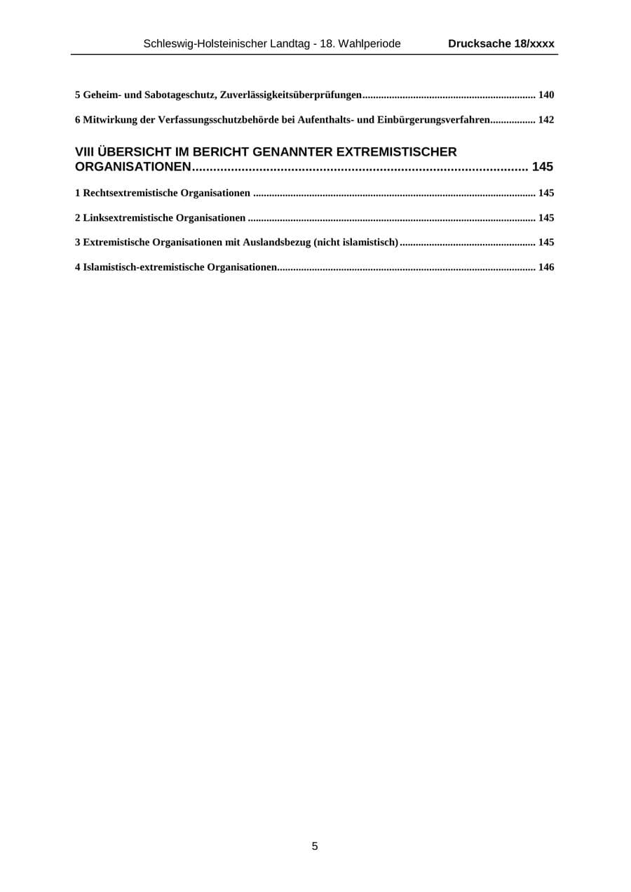 Seite 5 des Verfassungsschutzbericht 2015 Schleswig-Holstein
