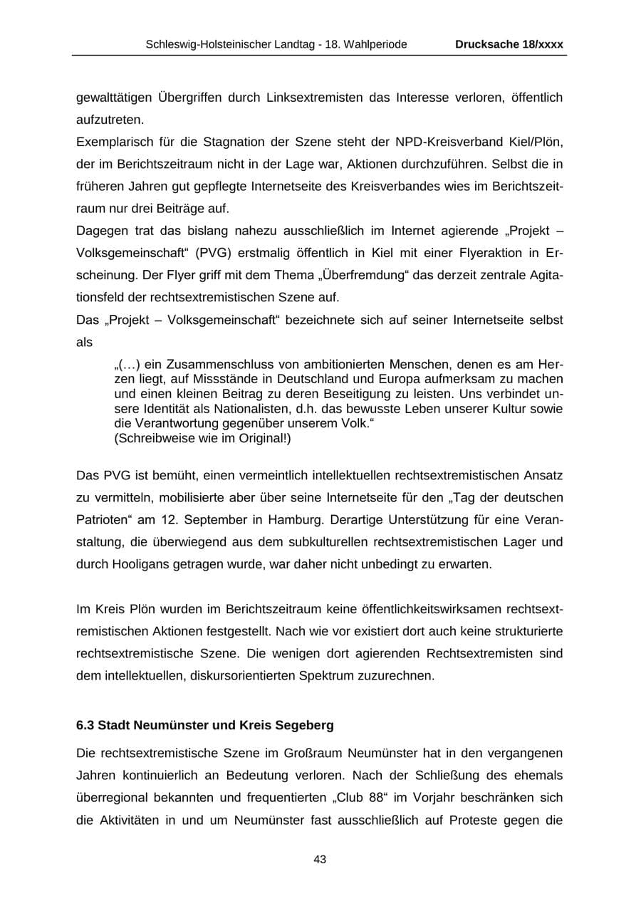 Seite 43 des Verfassungsschutzbericht 2015 Schleswig-Holstein