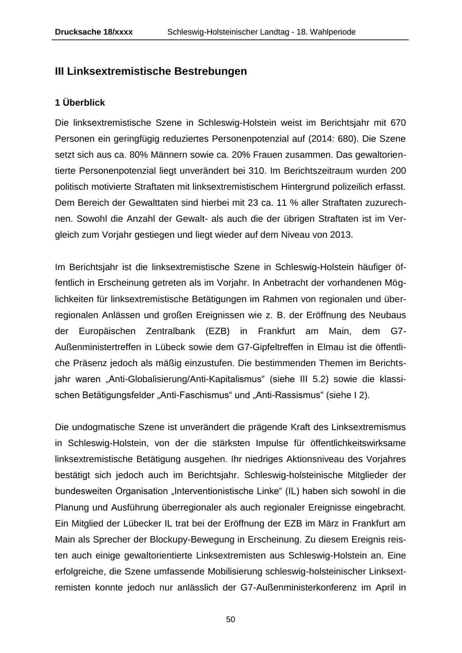 Seite 50 des Verfassungsschutzbericht 2015 Schleswig-Holstein