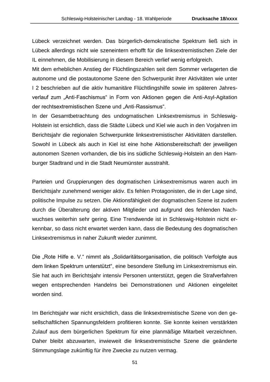 Seite 51 des Verfassungsschutzbericht 2015 Schleswig-Holstein