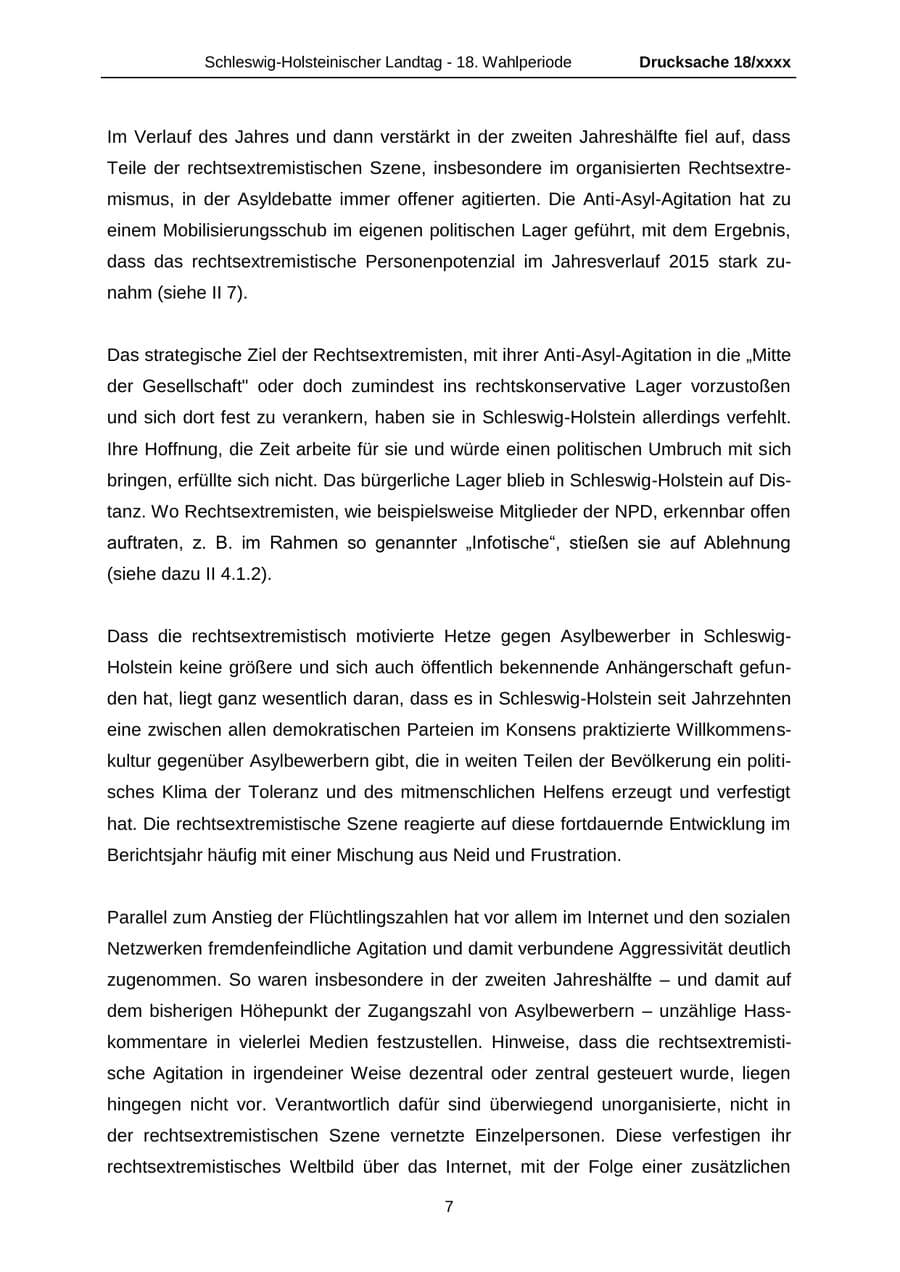 Seite 7 des Verfassungsschutzbericht 2015 Schleswig-Holstein
