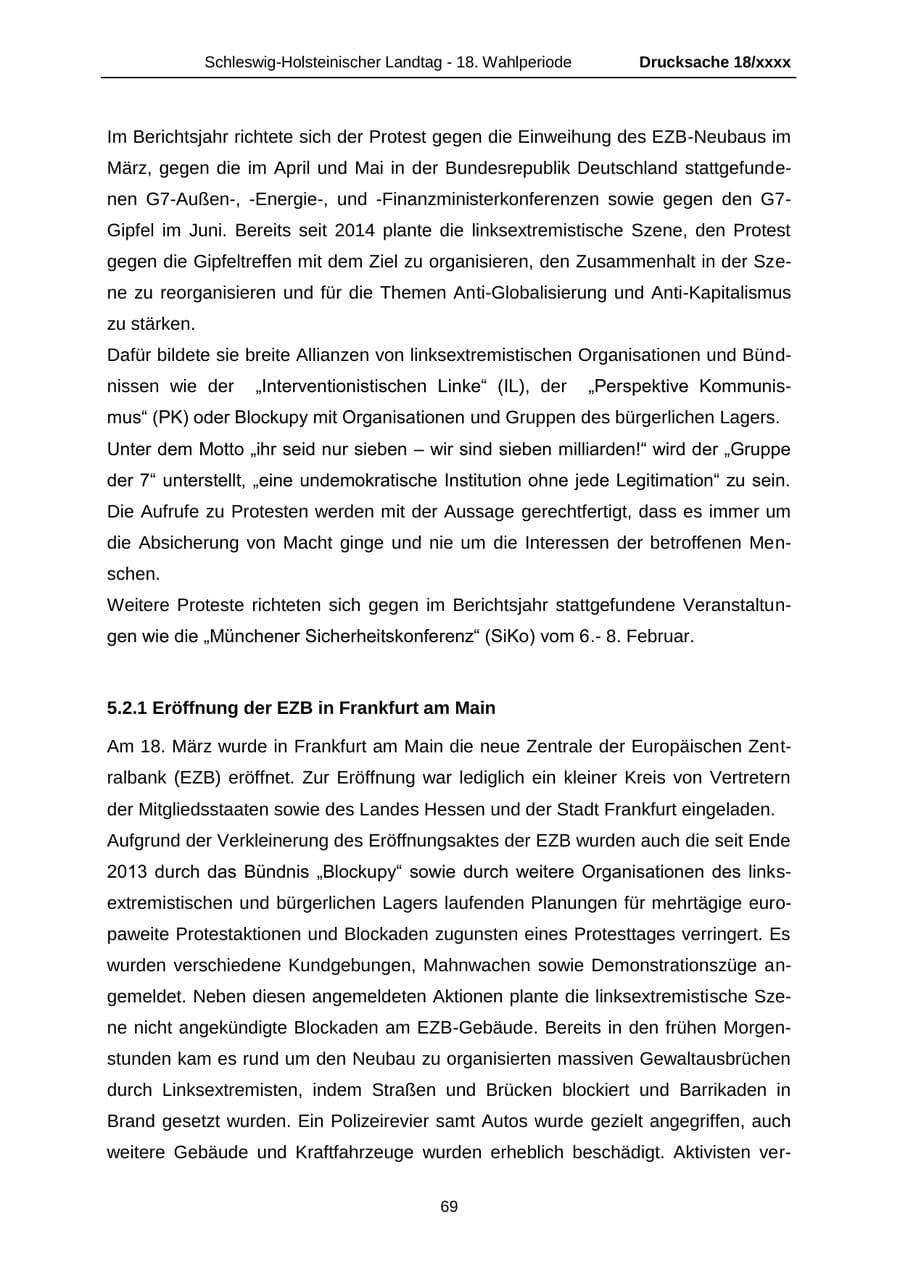 Seite 69 des Verfassungsschutzbericht 2015 Schleswig-Holstein