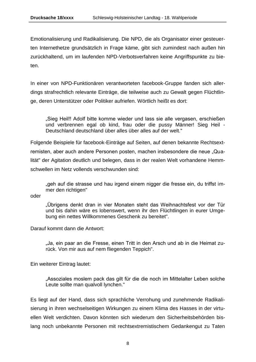 Seite 8 des Verfassungsschutzbericht 2015 Schleswig-Holstein