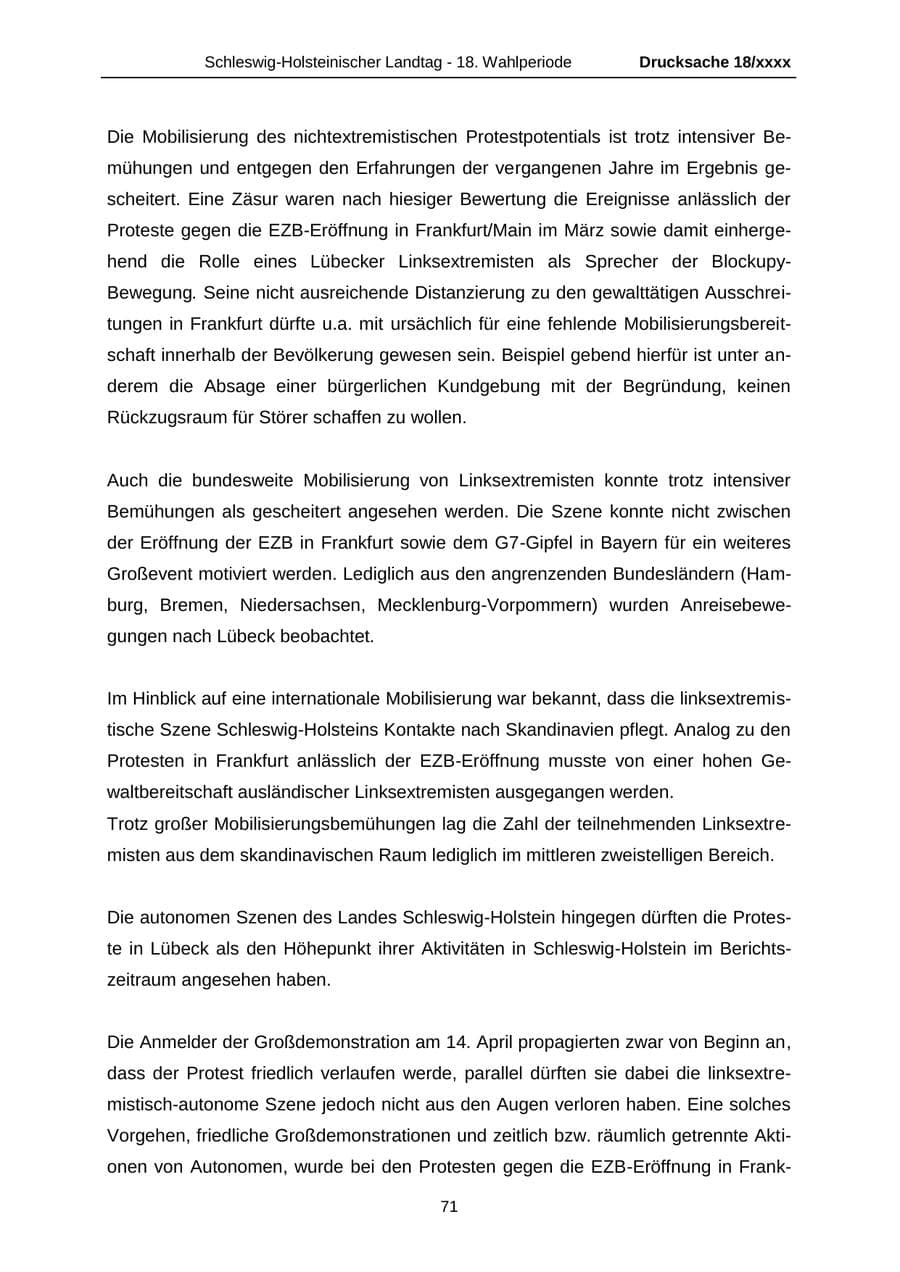 Seite 71 des Verfassungsschutzbericht 2015 Schleswig-Holstein