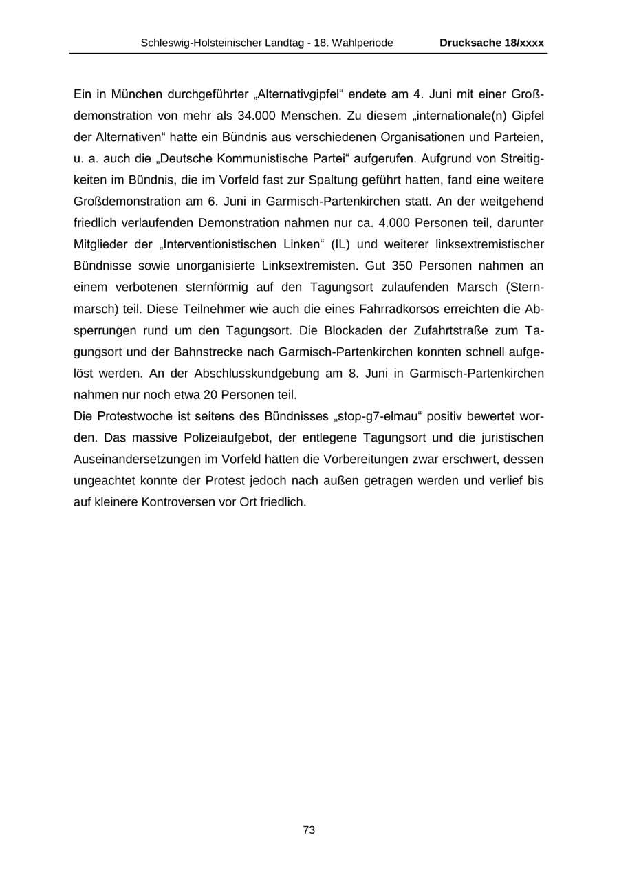 Seite 73 des Verfassungsschutzbericht 2015 Schleswig-Holstein