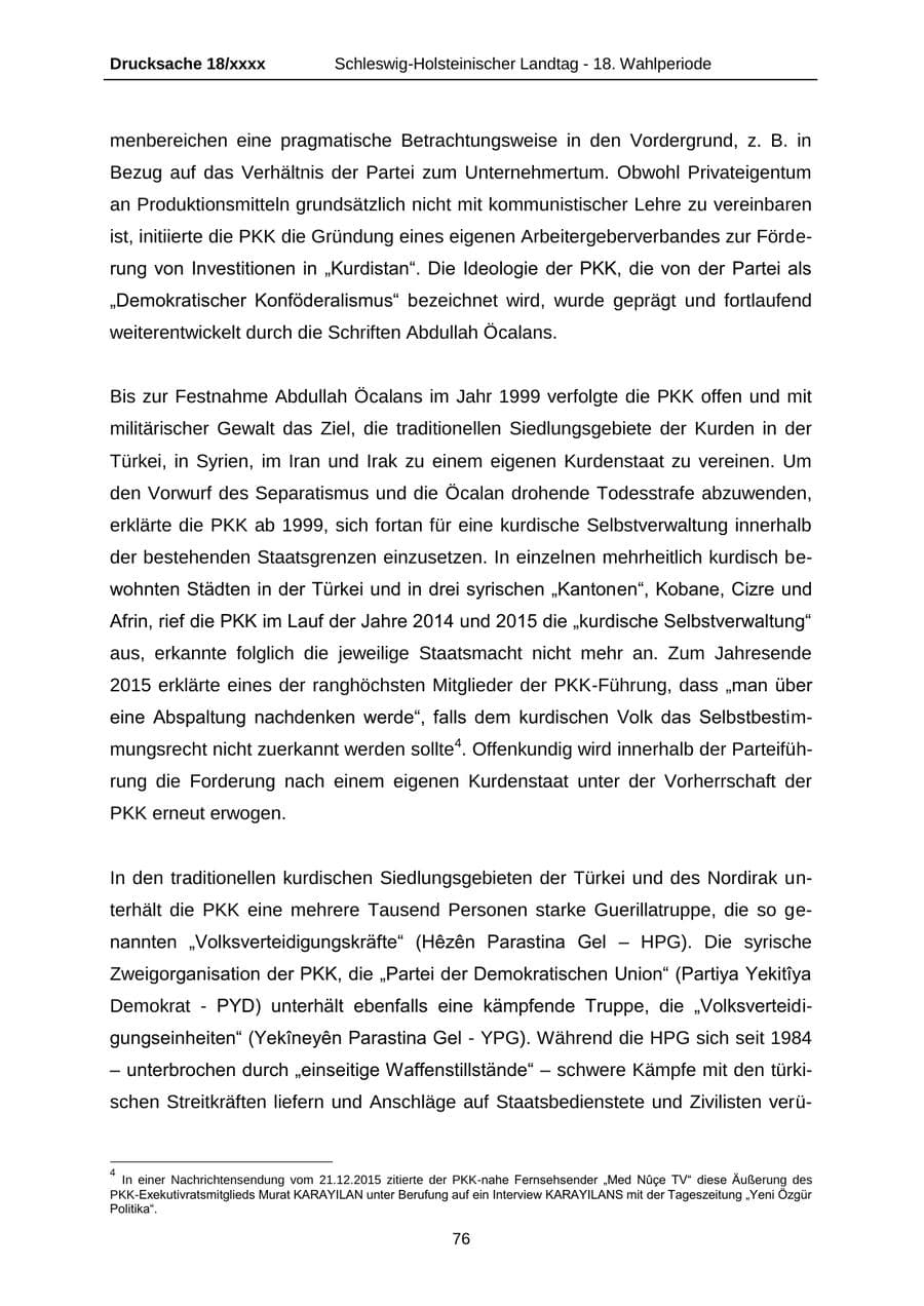 Seite 76 des Verfassungsschutzbericht 2015 Schleswig-Holstein