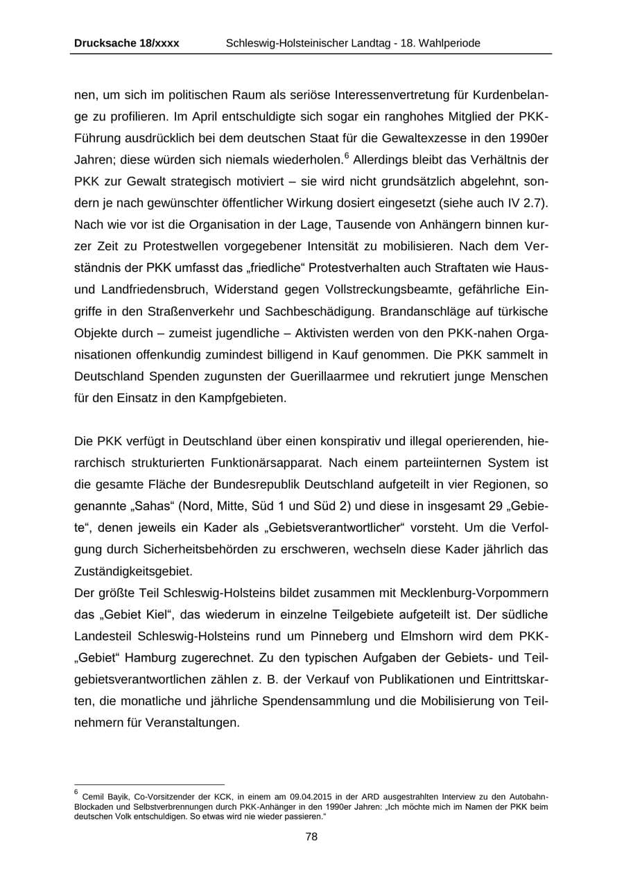 Seite 78 des Verfassungsschutzbericht 2015 Schleswig-Holstein