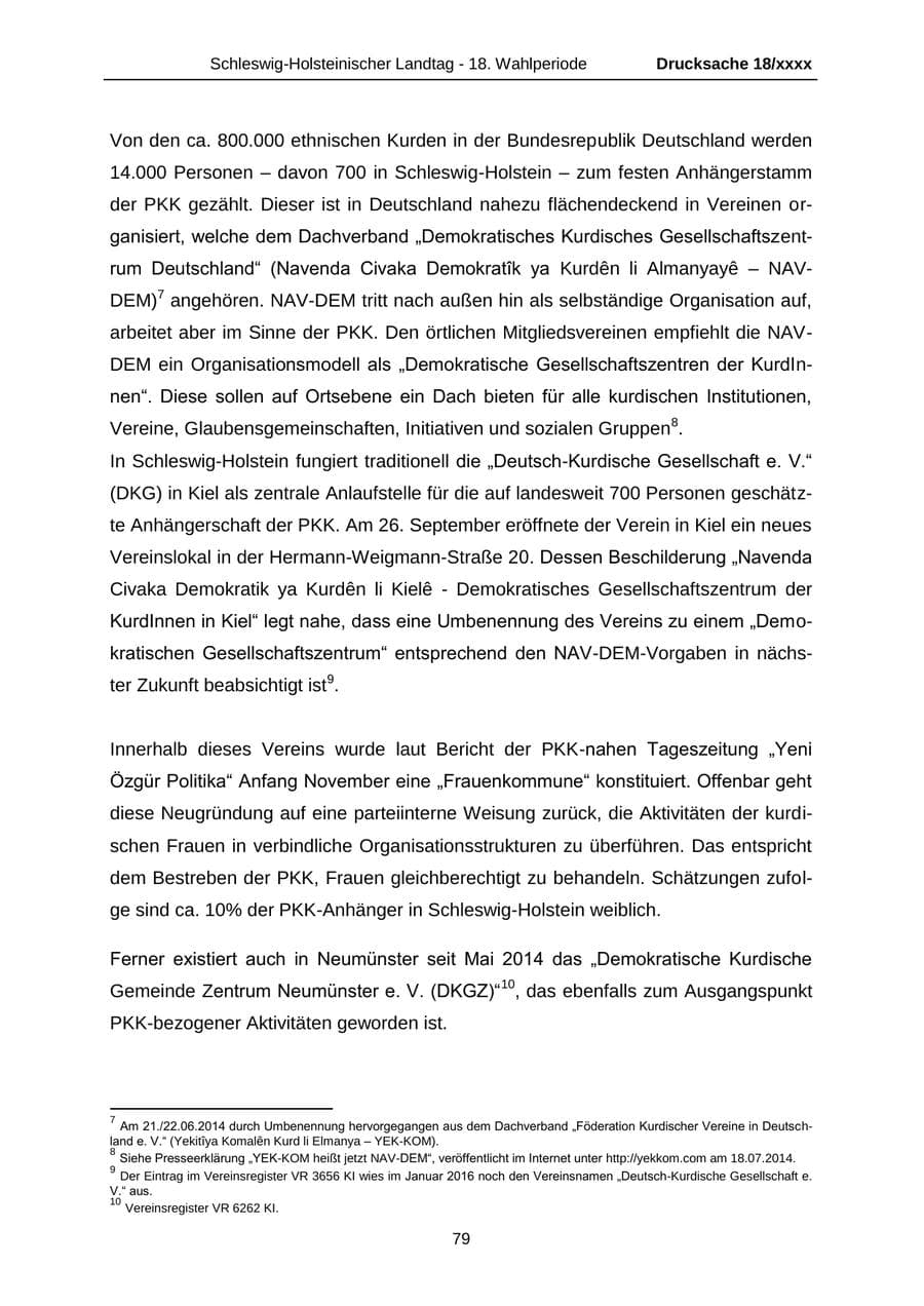 Seite 79 des Verfassungsschutzbericht 2015 Schleswig-Holstein