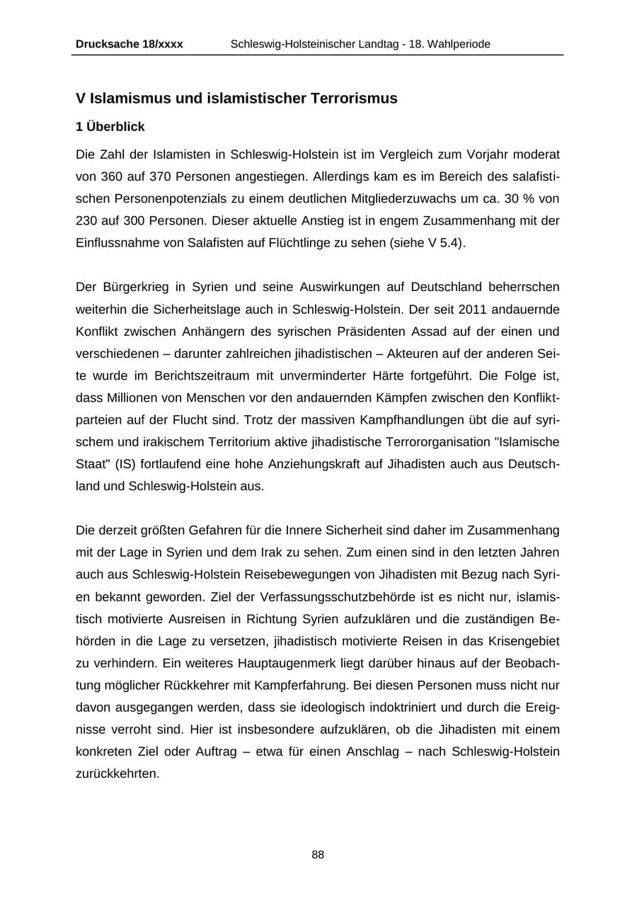 Seite 88 des Verfassungsschutzbericht 2015 Schleswig-Holstein