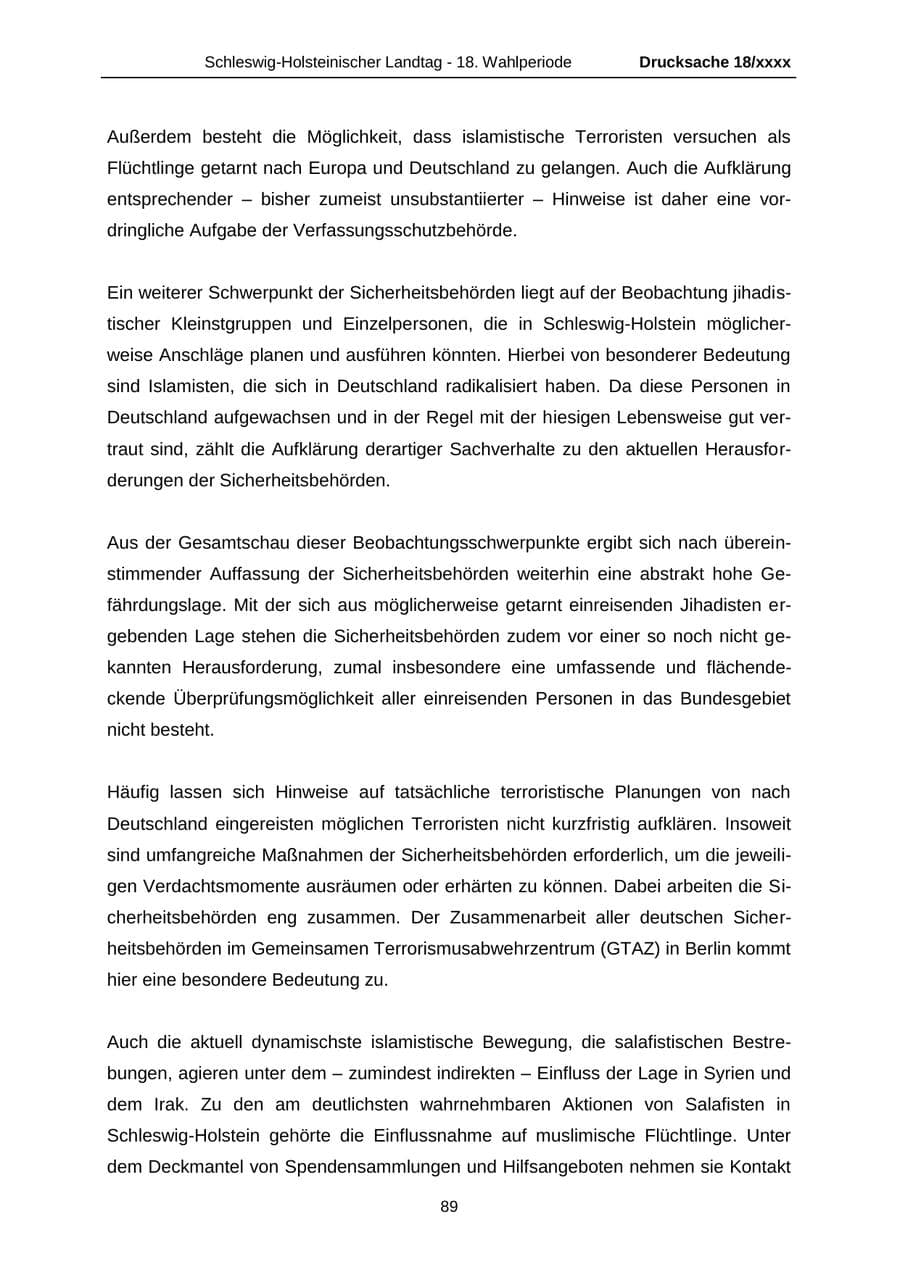 Seite 89 des Verfassungsschutzbericht 2015 Schleswig-Holstein