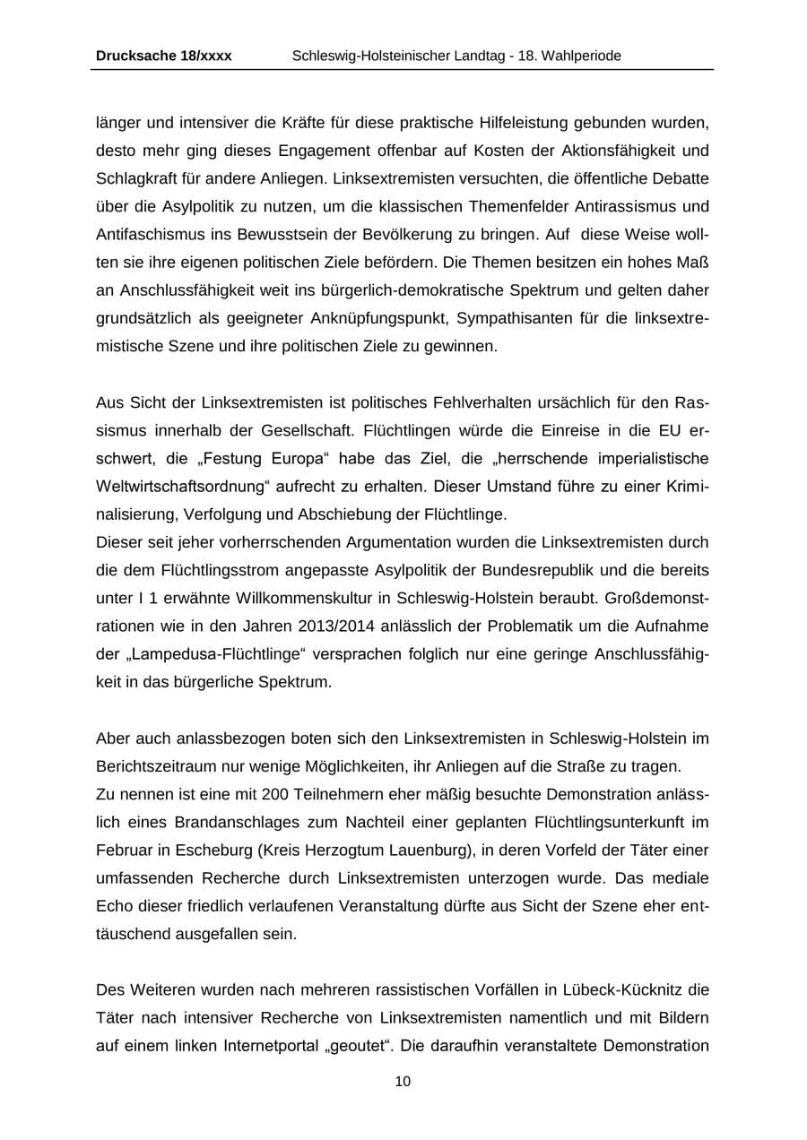 Seite 10 des Verfassungsschutzbericht 2015 Schleswig-Holstein