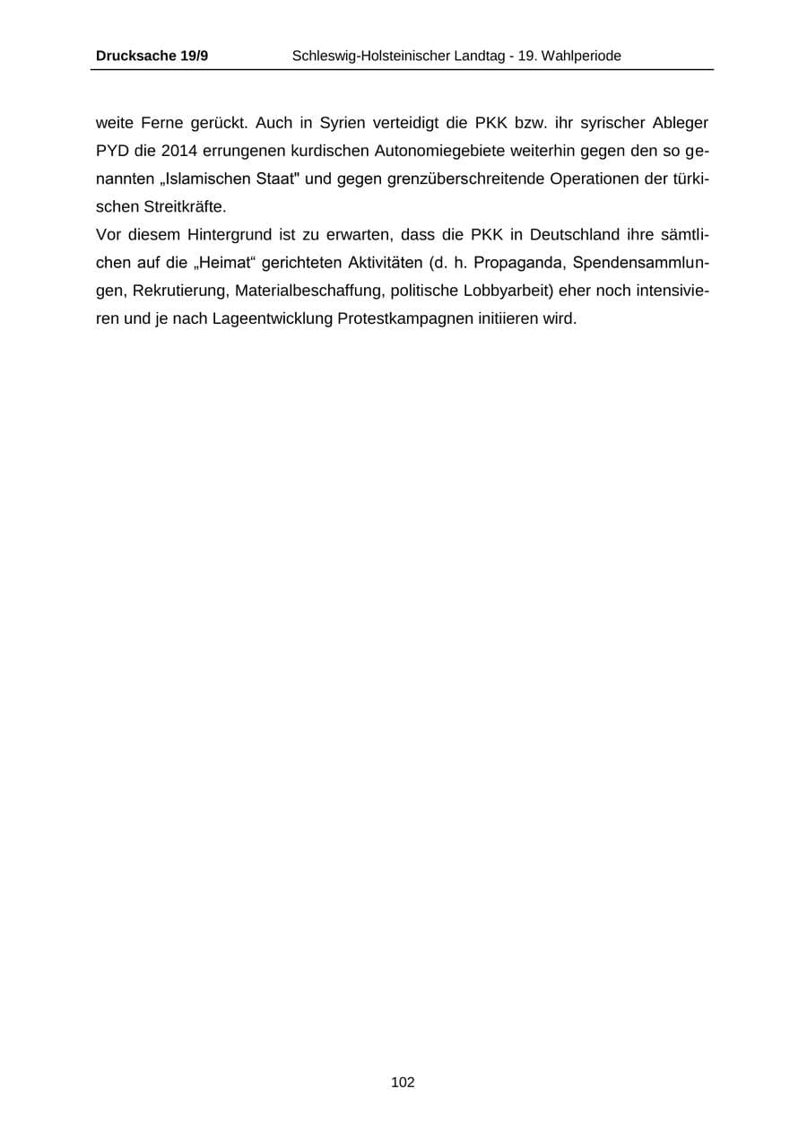 Seite 102 des Verfassungsschutzbericht 2016 Schleswig-Holstein