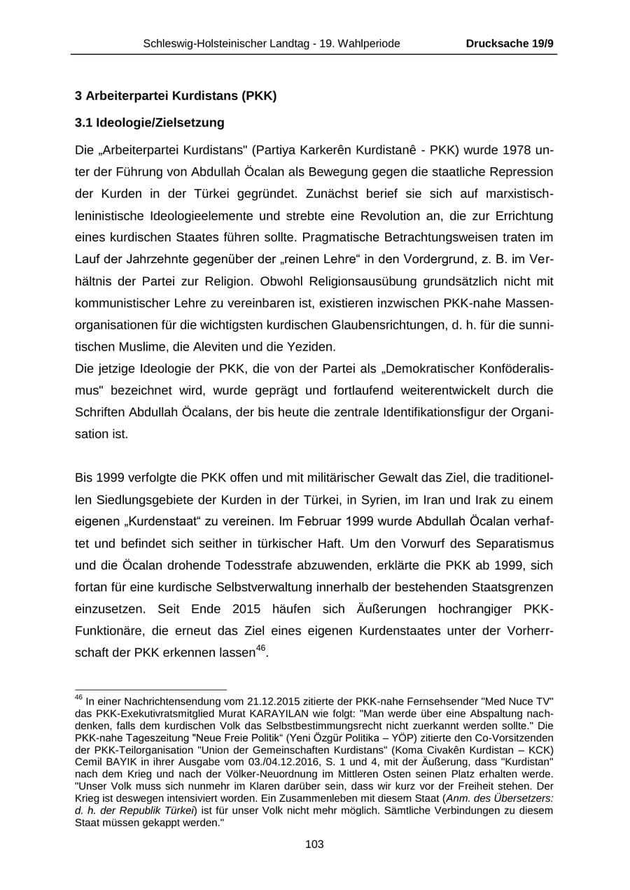 Seite 103 des Verfassungsschutzbericht 2016 Schleswig-Holstein