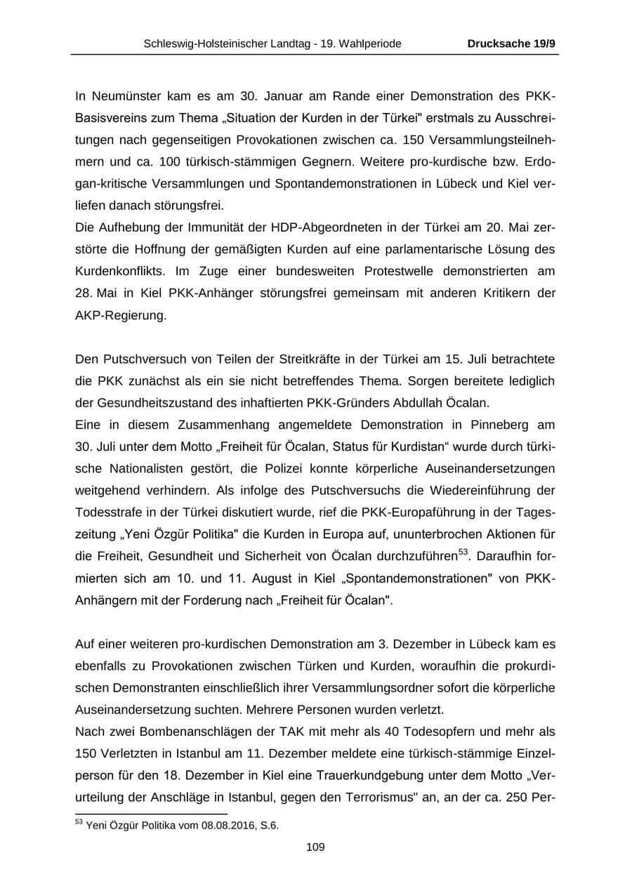 Seite 109 des Verfassungsschutzbericht 2016 Schleswig-Holstein