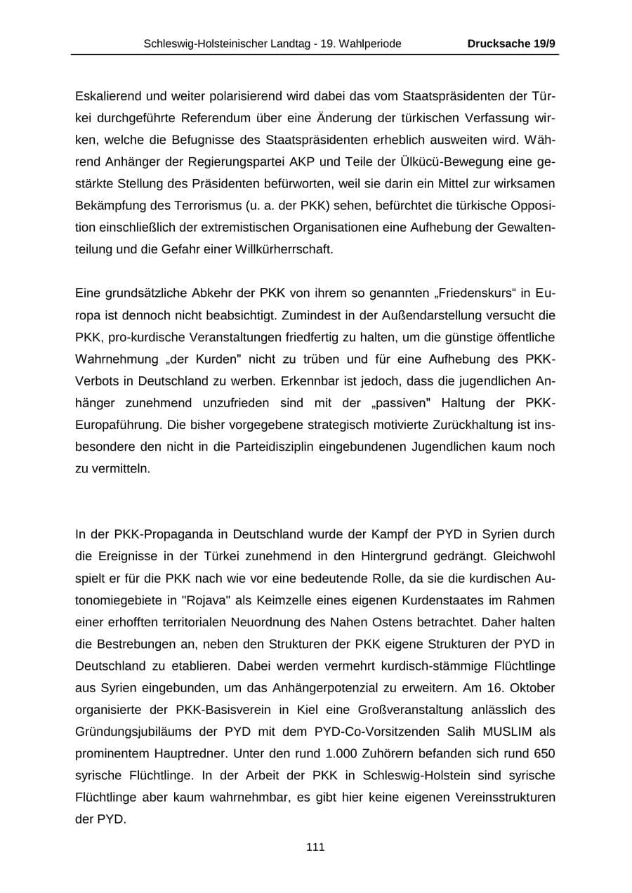 Seite 111 des Verfassungsschutzbericht 2016 Schleswig-Holstein