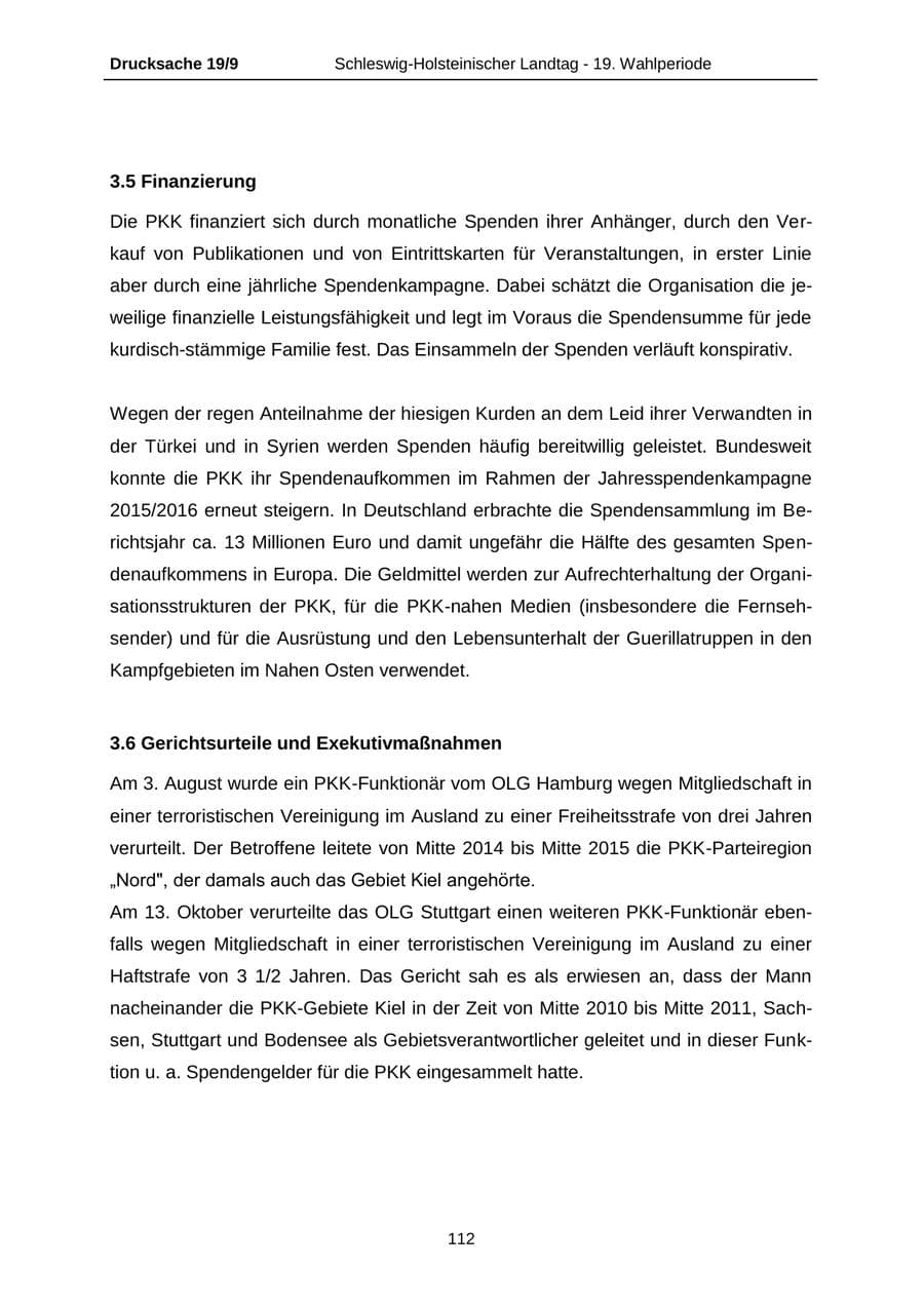 Seite 112 des Verfassungsschutzbericht 2016 Schleswig-Holstein