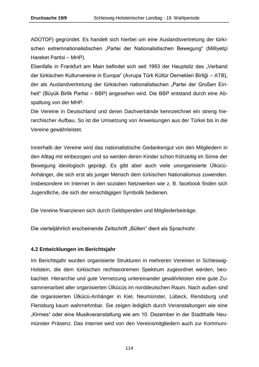 Seite 114 des Verfassungsschutzbericht 2016 Schleswig-Holstein