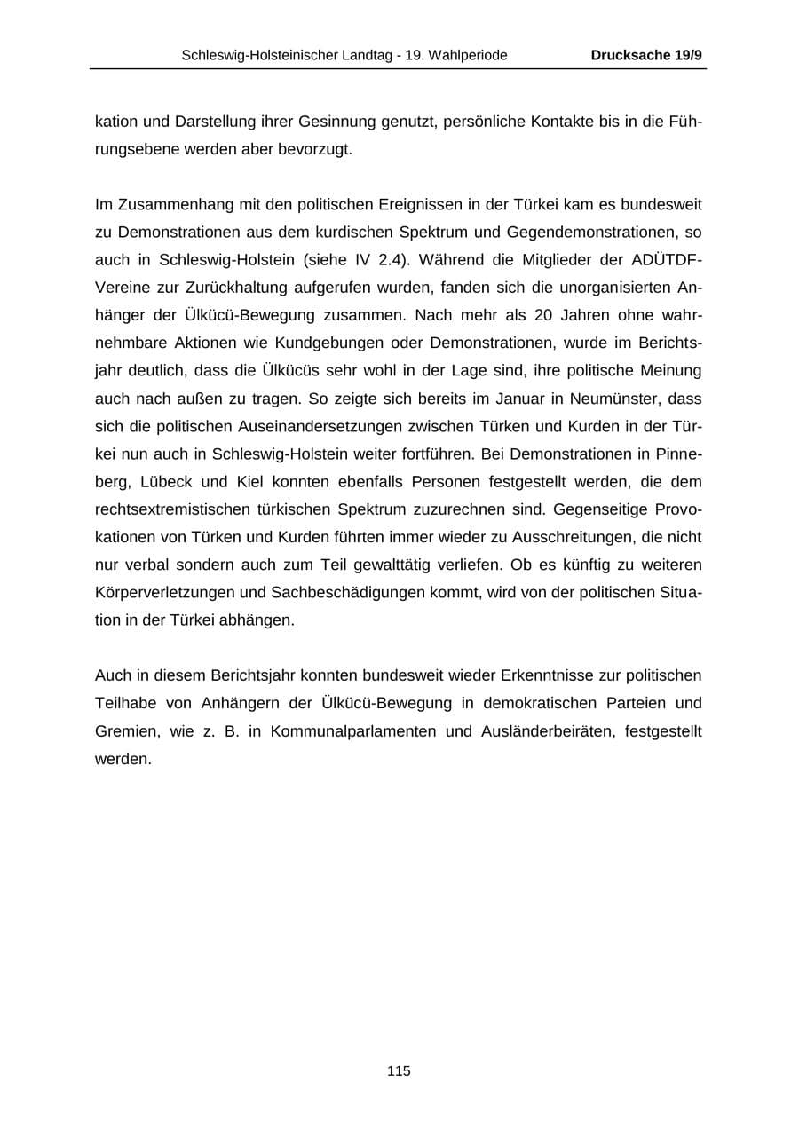 Seite 115 des Verfassungsschutzbericht 2016 Schleswig-Holstein