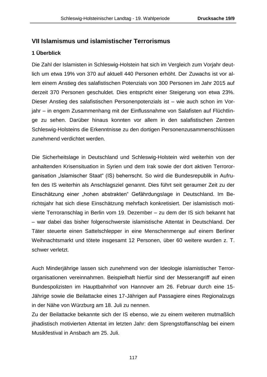 Seite 117 des Verfassungsschutzbericht 2016 Schleswig-Holstein