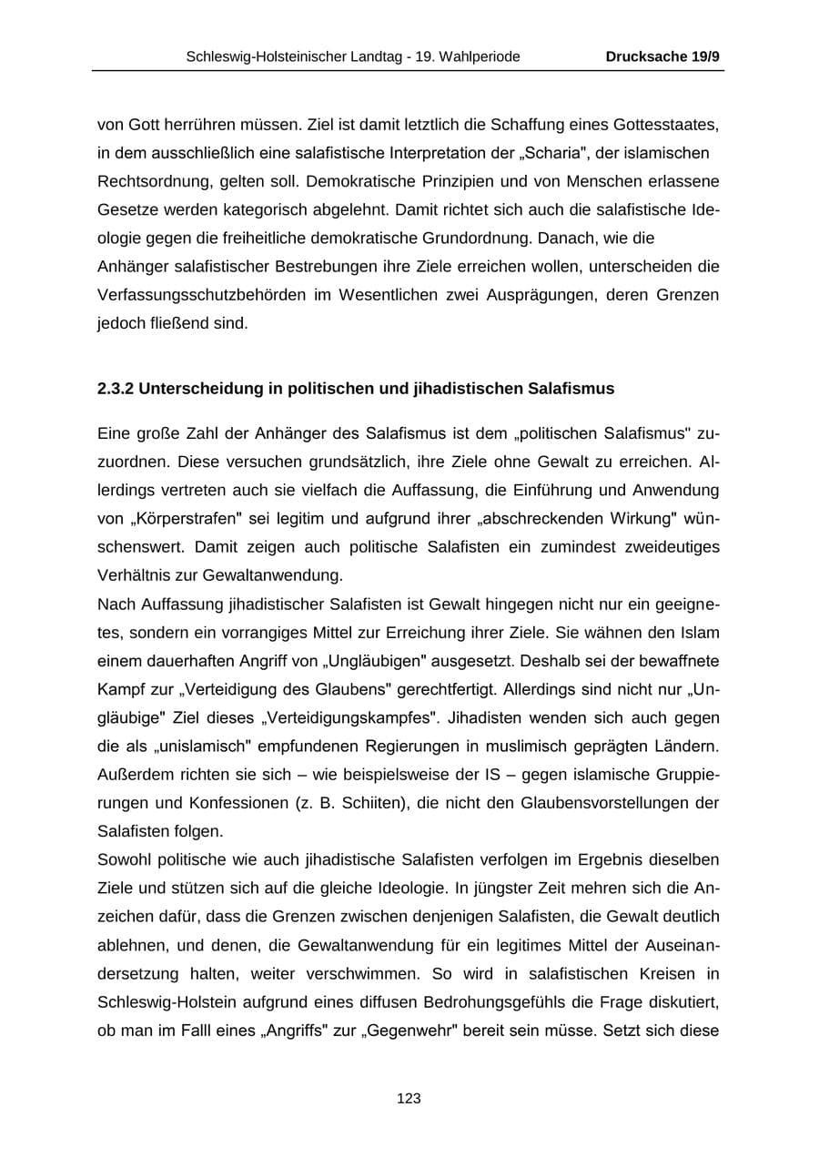 Seite 123 des Verfassungsschutzbericht 2016 Schleswig-Holstein
