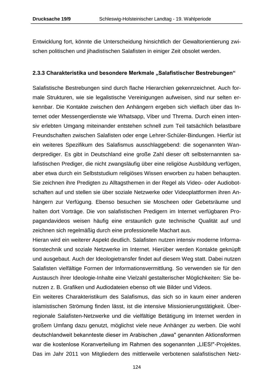 Seite 124 des Verfassungsschutzbericht 2016 Schleswig-Holstein
