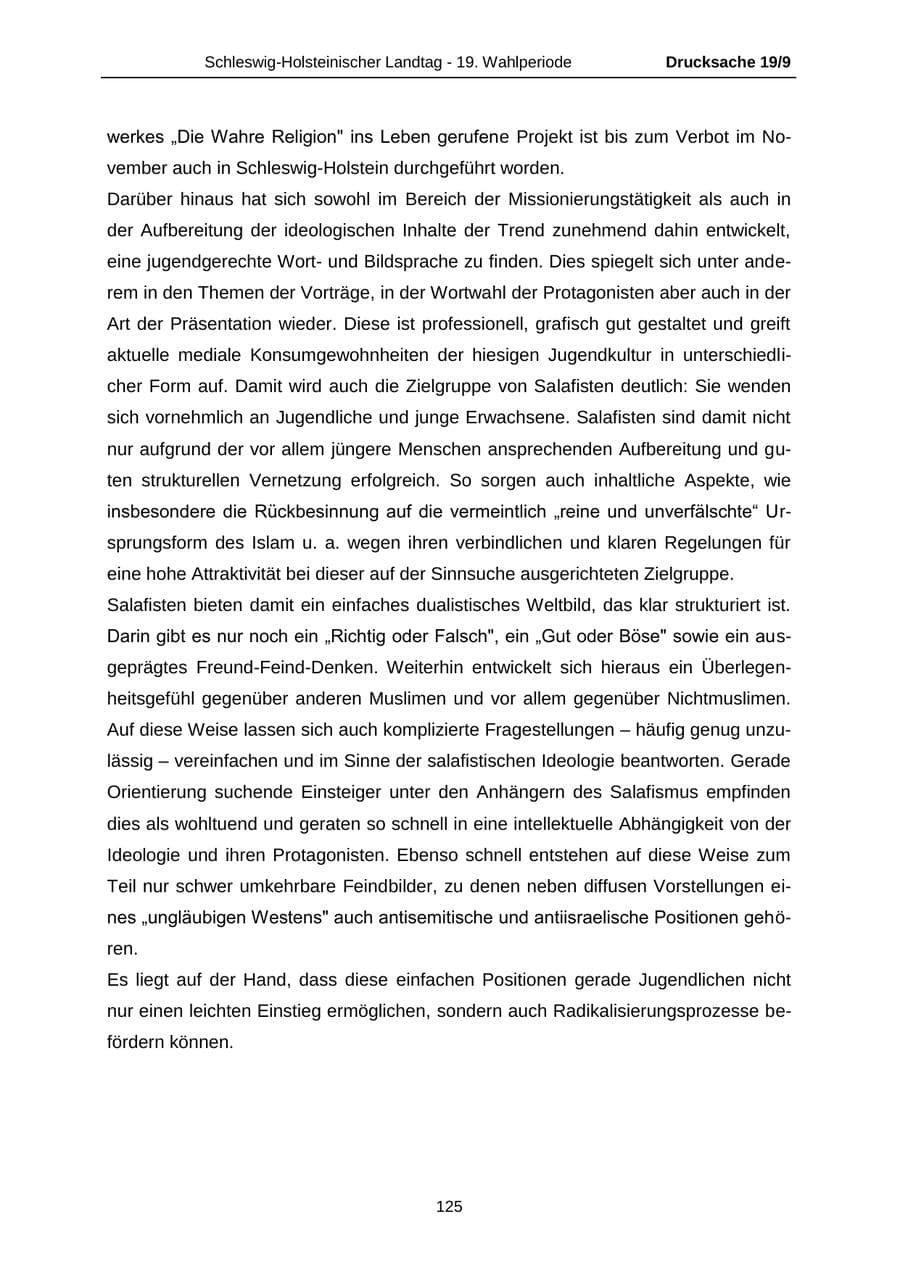 Seite 125 des Verfassungsschutzbericht 2016 Schleswig-Holstein