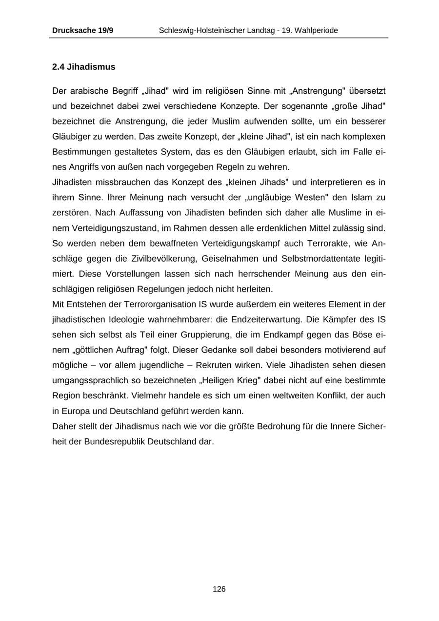 Seite 126 des Verfassungsschutzbericht 2016 Schleswig-Holstein