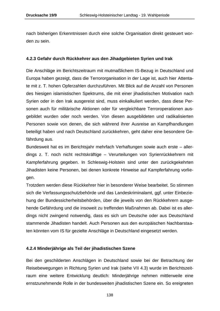 Seite 138 des Verfassungsschutzbericht 2016 Schleswig-Holstein