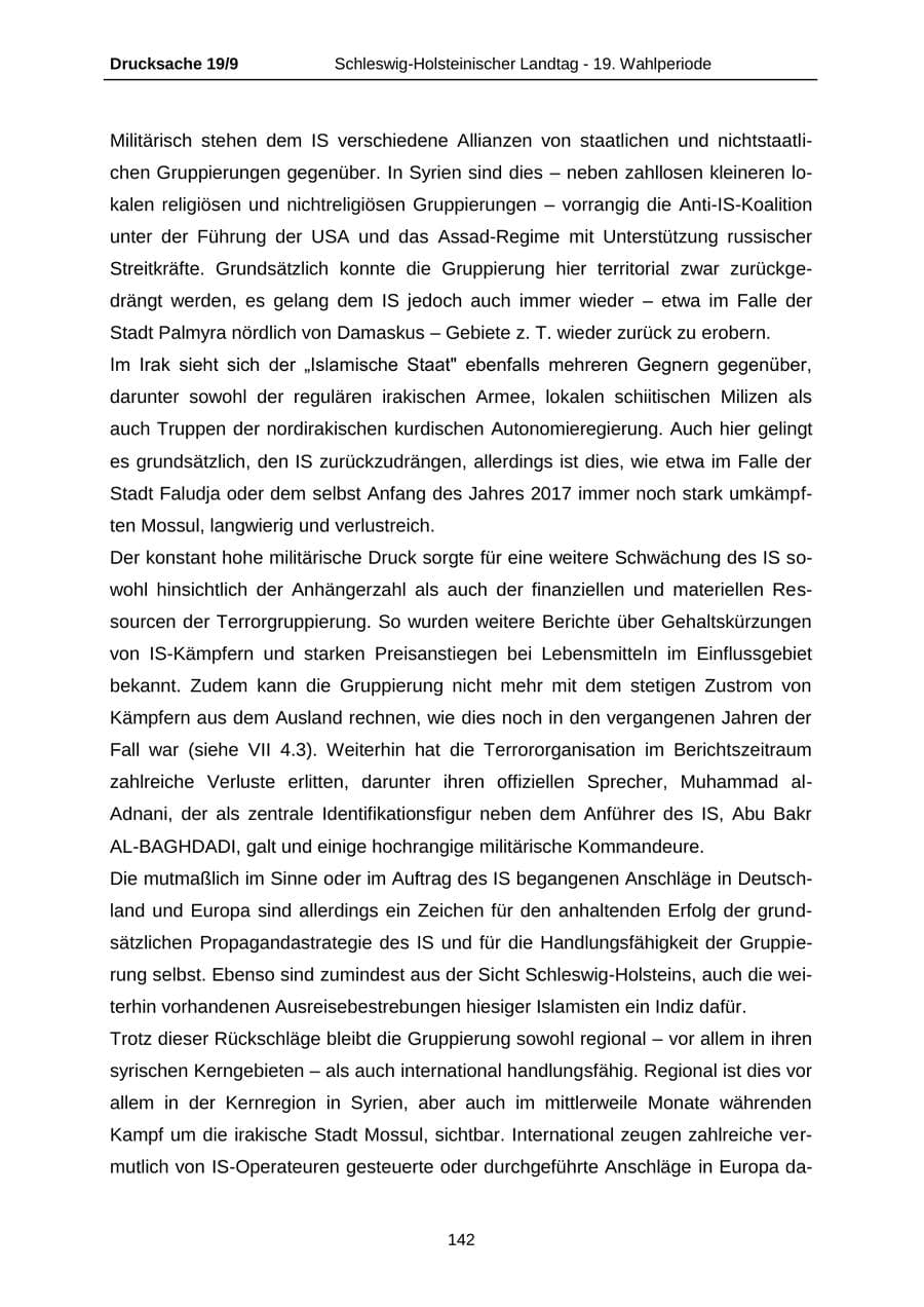 Seite 142 des Verfassungsschutzbericht 2016 Schleswig-Holstein