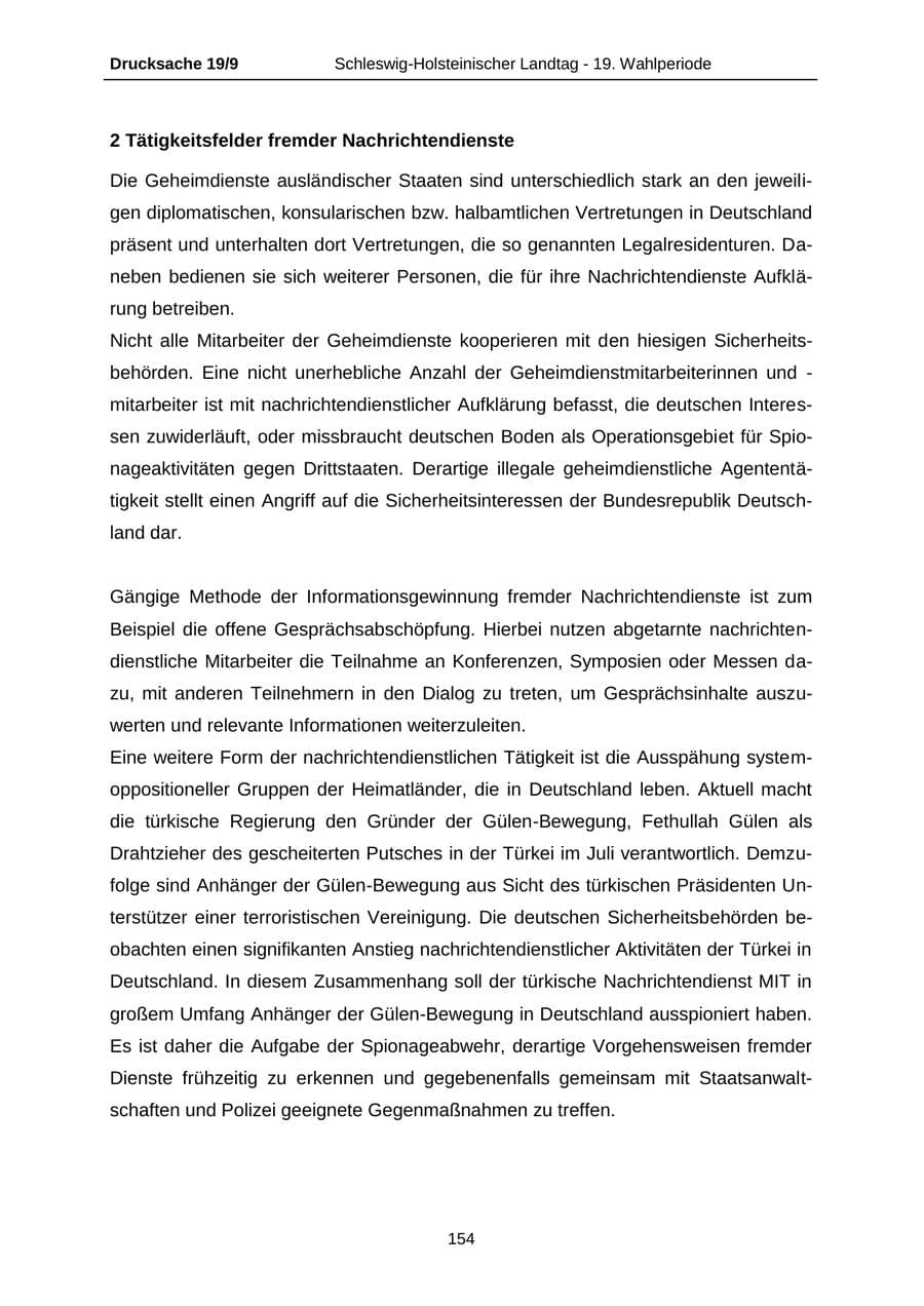 Seite 154 des Verfassungsschutzbericht 2016 Schleswig-Holstein