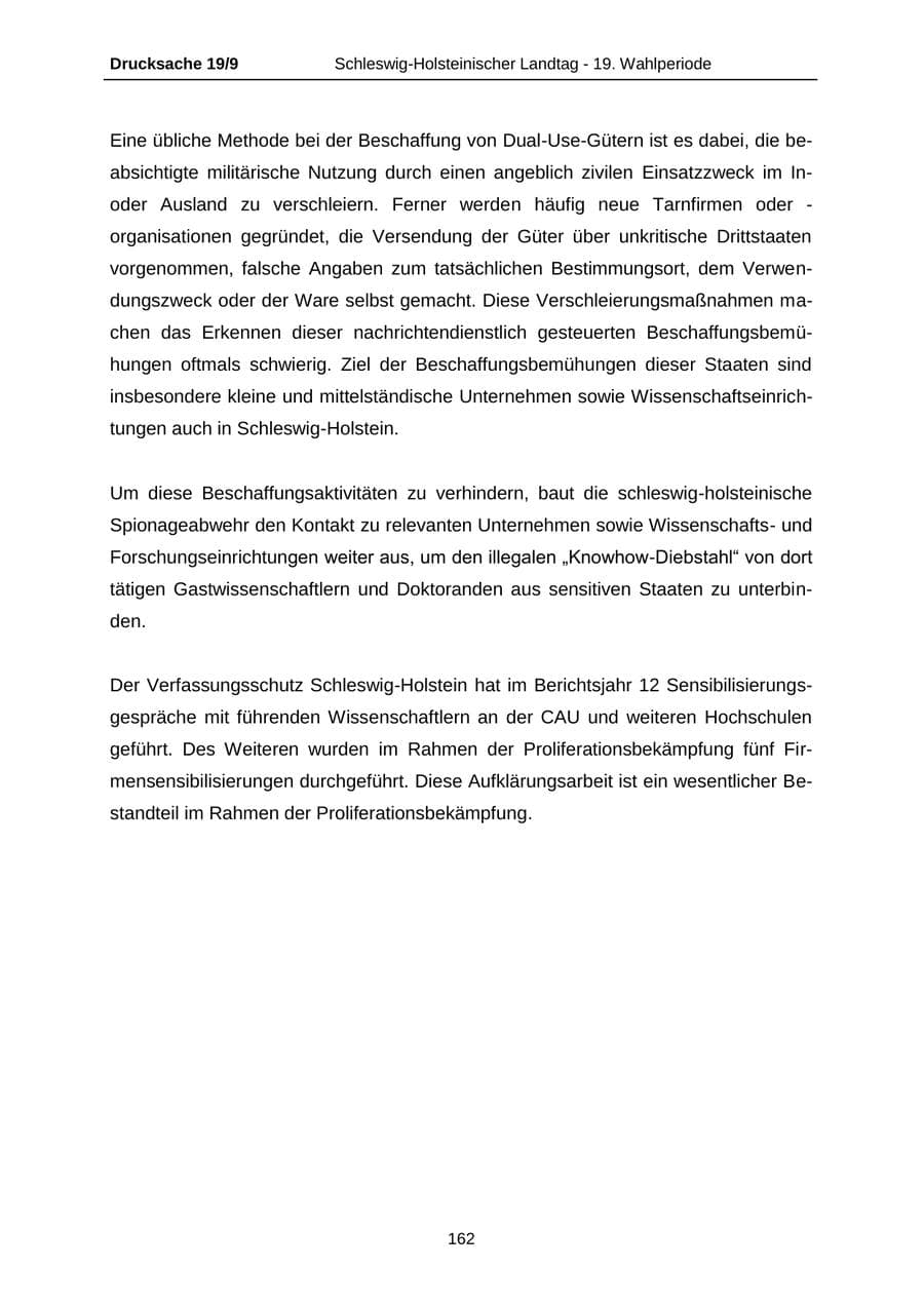 Seite 162 des Verfassungsschutzbericht 2016 Schleswig-Holstein