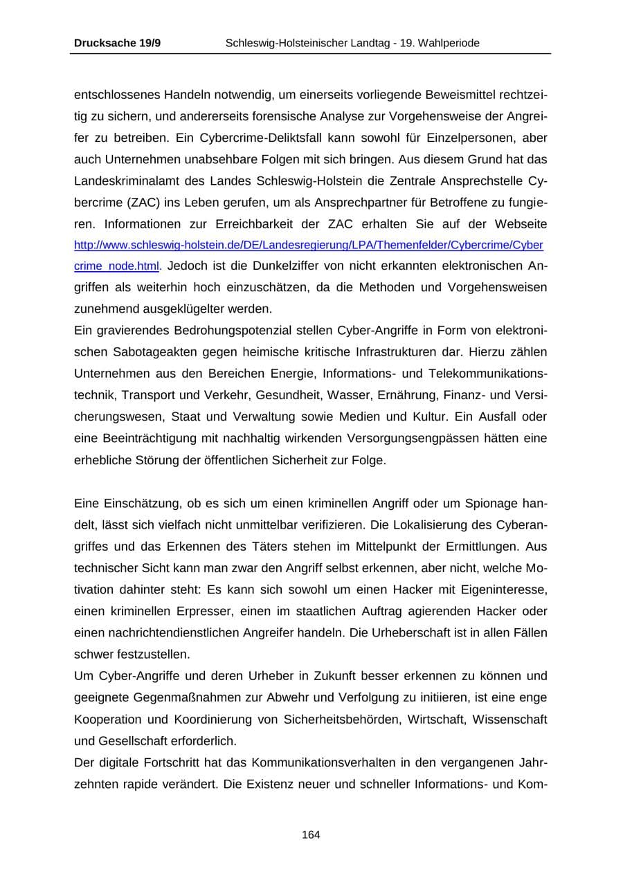 Seite 164 des Verfassungsschutzbericht 2016 Schleswig-Holstein