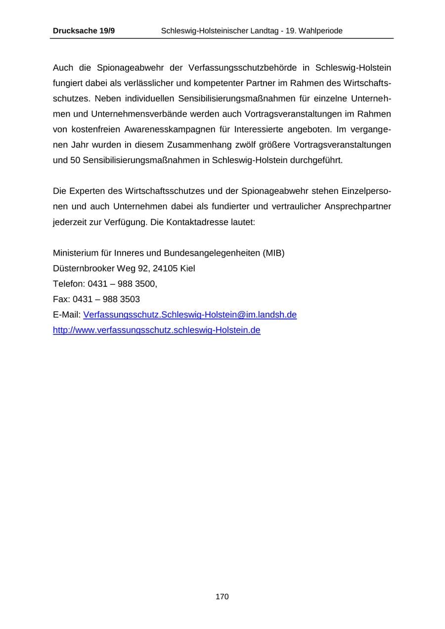 Seite 170 des Verfassungsschutzbericht 2016 Schleswig-Holstein