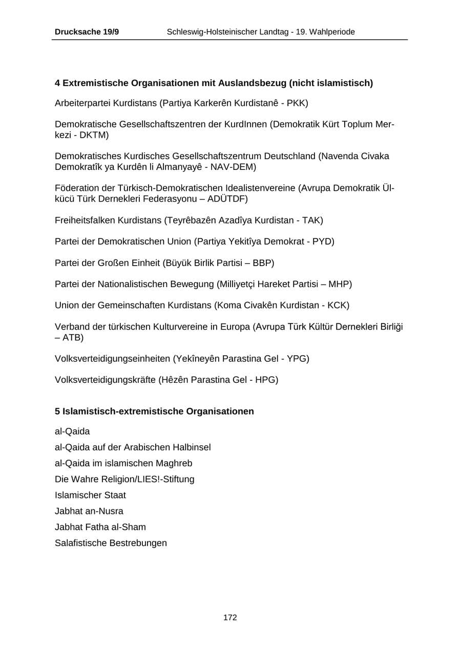 Seite 172 des Verfassungsschutzbericht 2016 Schleswig-Holstein