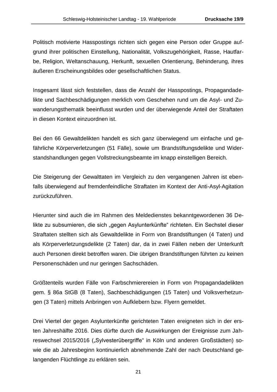 Seite 21 des Verfassungsschutzbericht 2016 Schleswig-Holstein