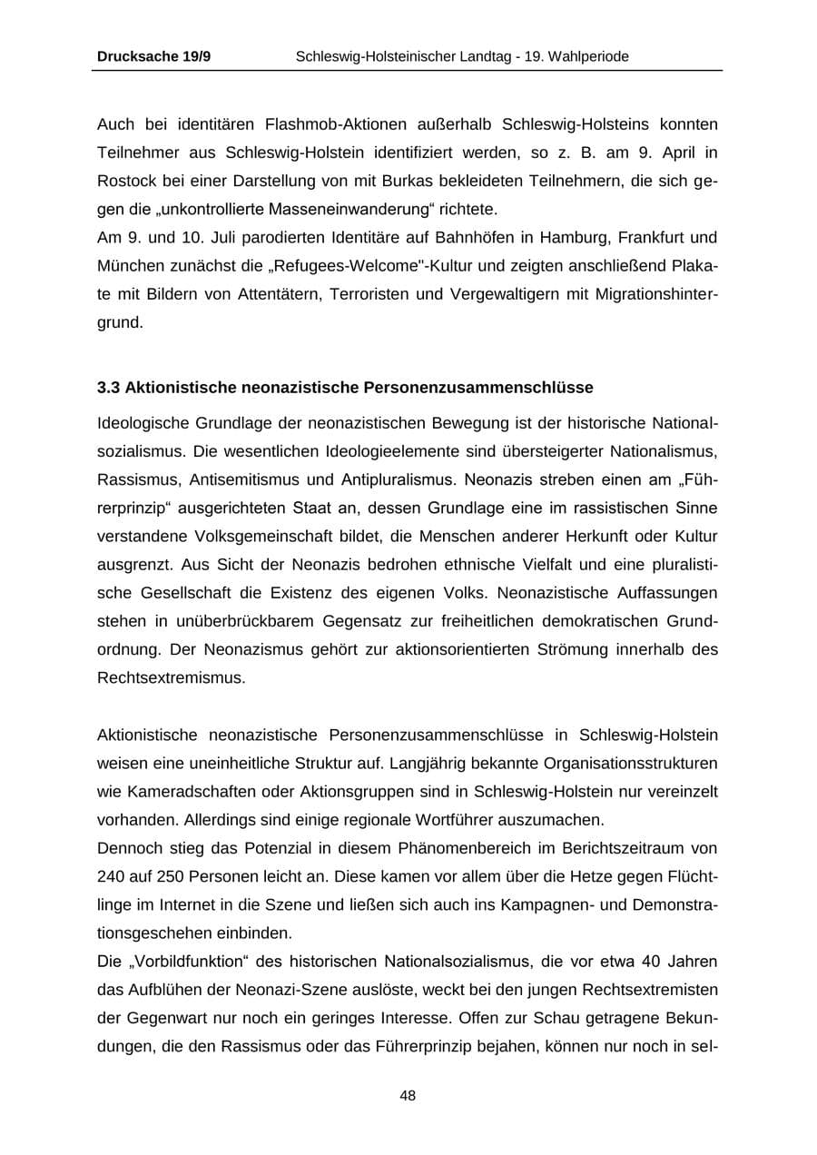 Seite 48 des Verfassungsschutzbericht 2016 Schleswig-Holstein