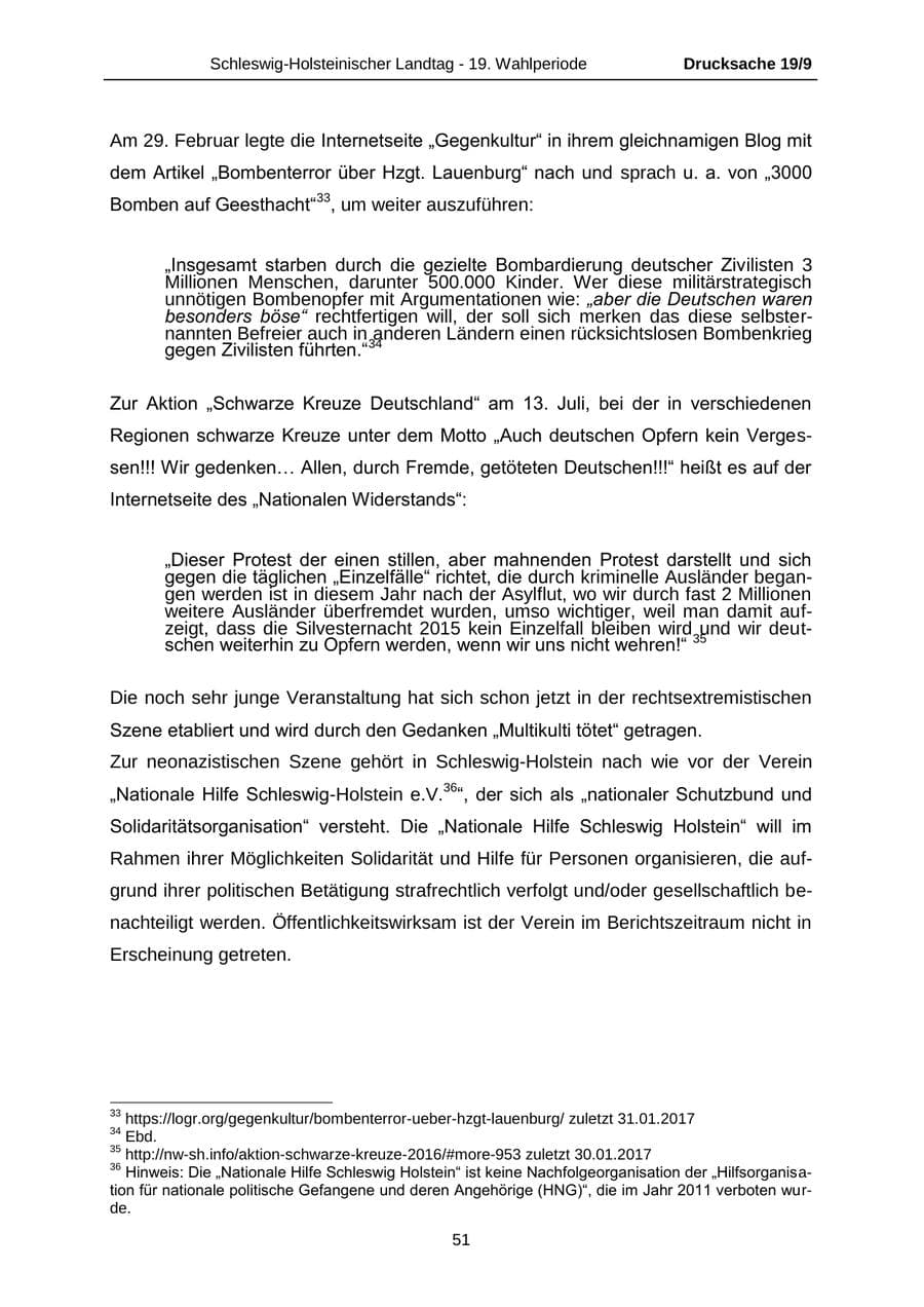 Seite 51 des Verfassungsschutzbericht 2016 Schleswig-Holstein
