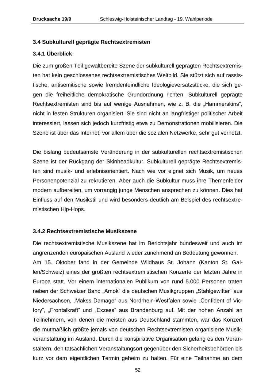 Seite 52 des Verfassungsschutzbericht 2016 Schleswig-Holstein