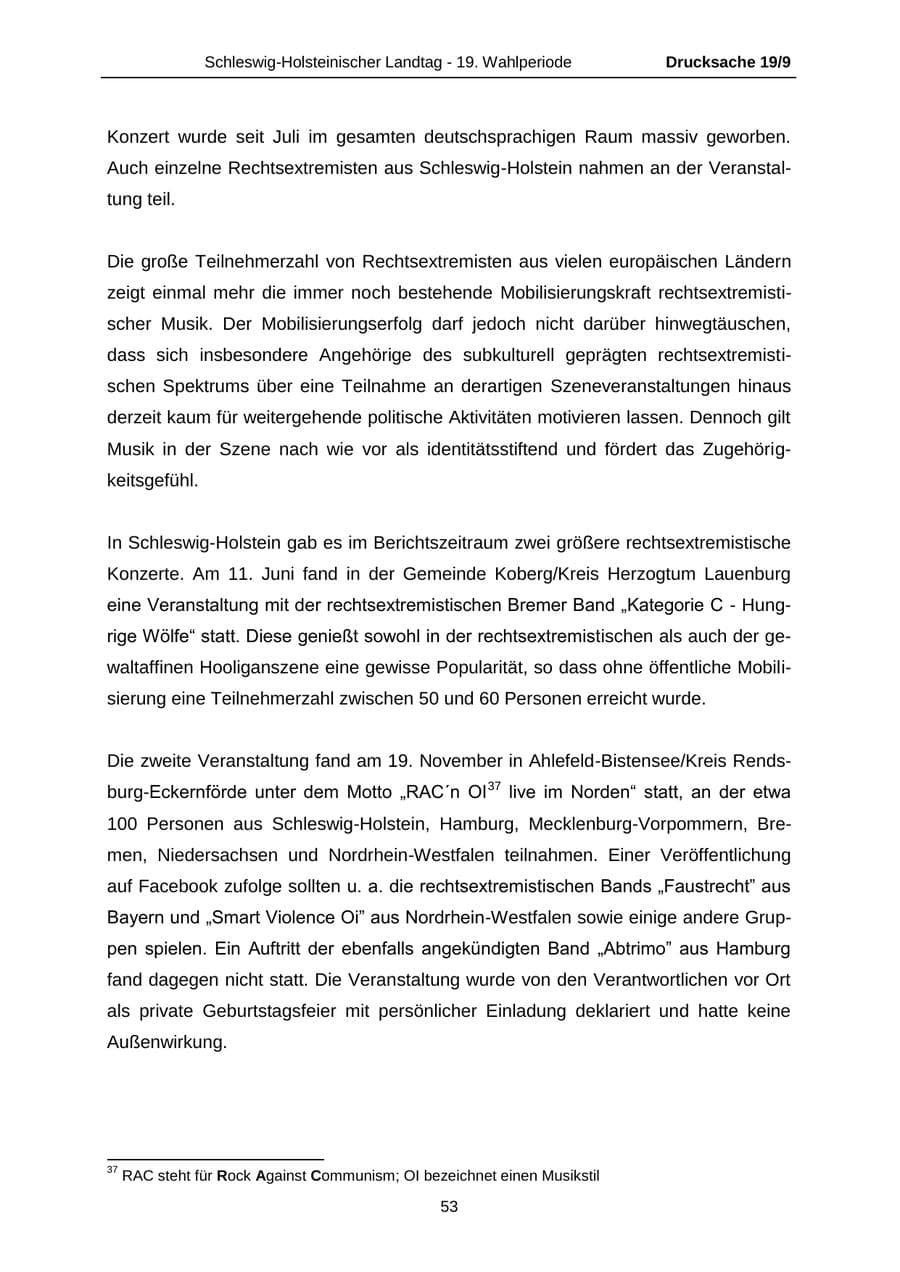 Seite 53 des Verfassungsschutzbericht 2016 Schleswig-Holstein