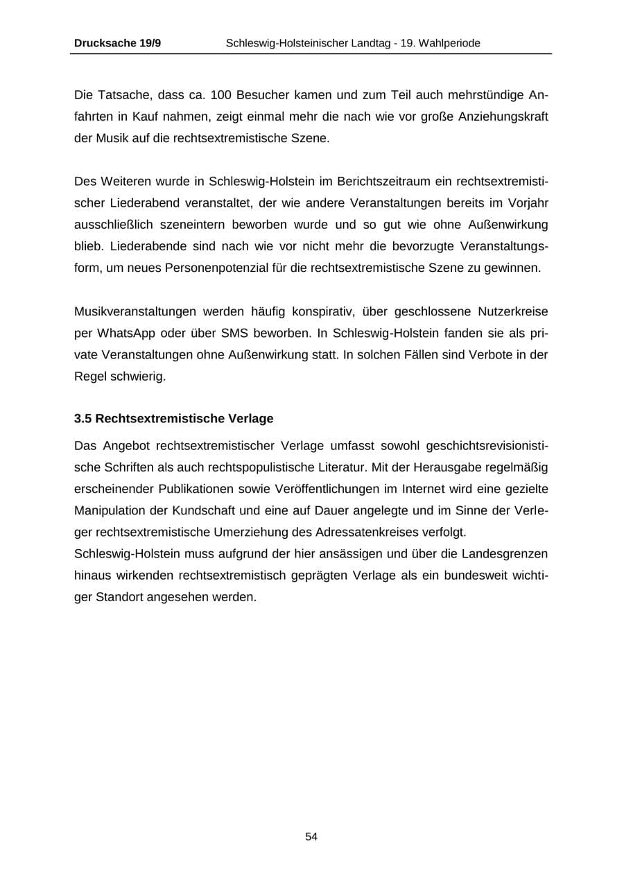 Seite 54 des Verfassungsschutzbericht 2016 Schleswig-Holstein