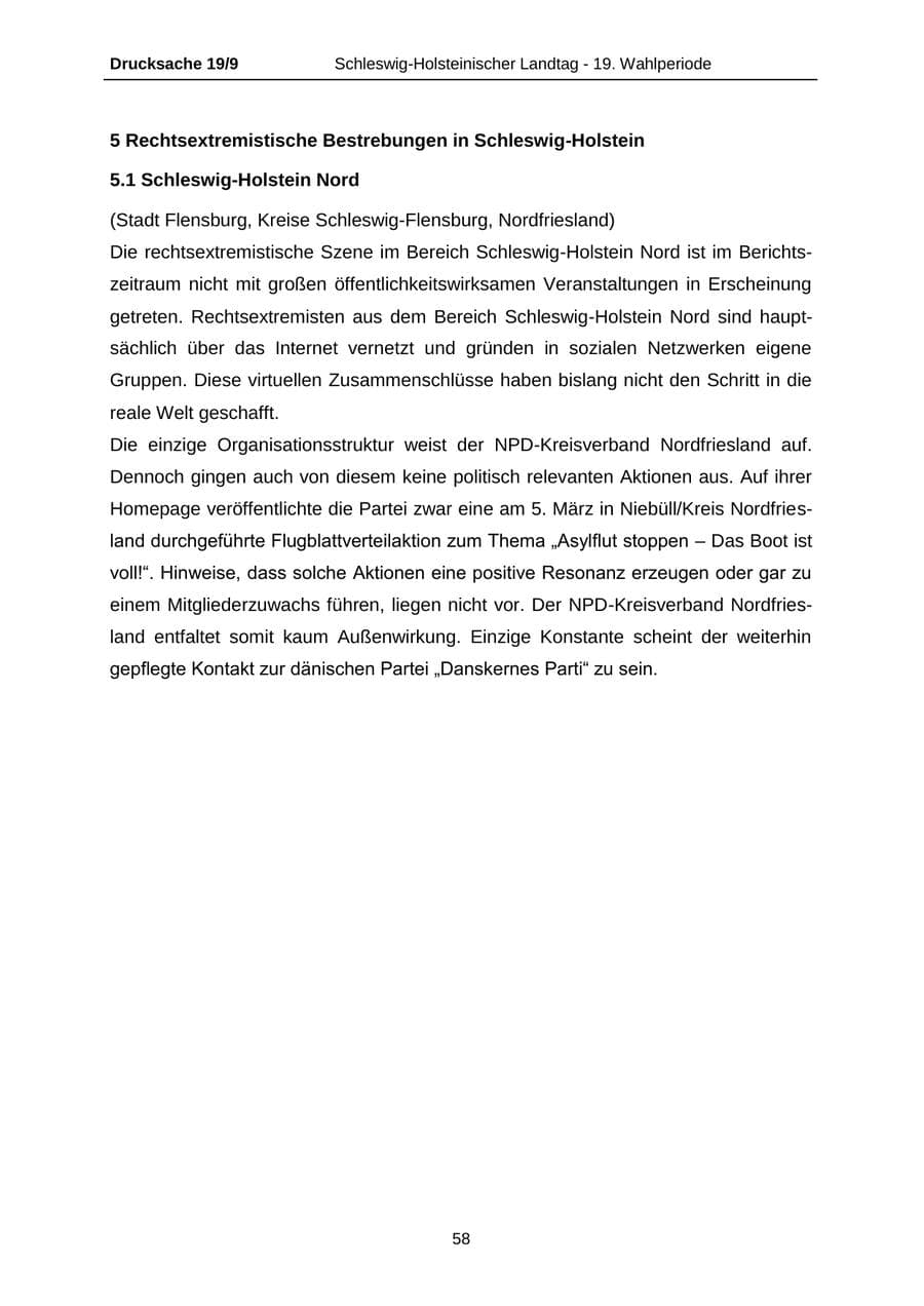 Seite 58 des Verfassungsschutzbericht 2016 Schleswig-Holstein